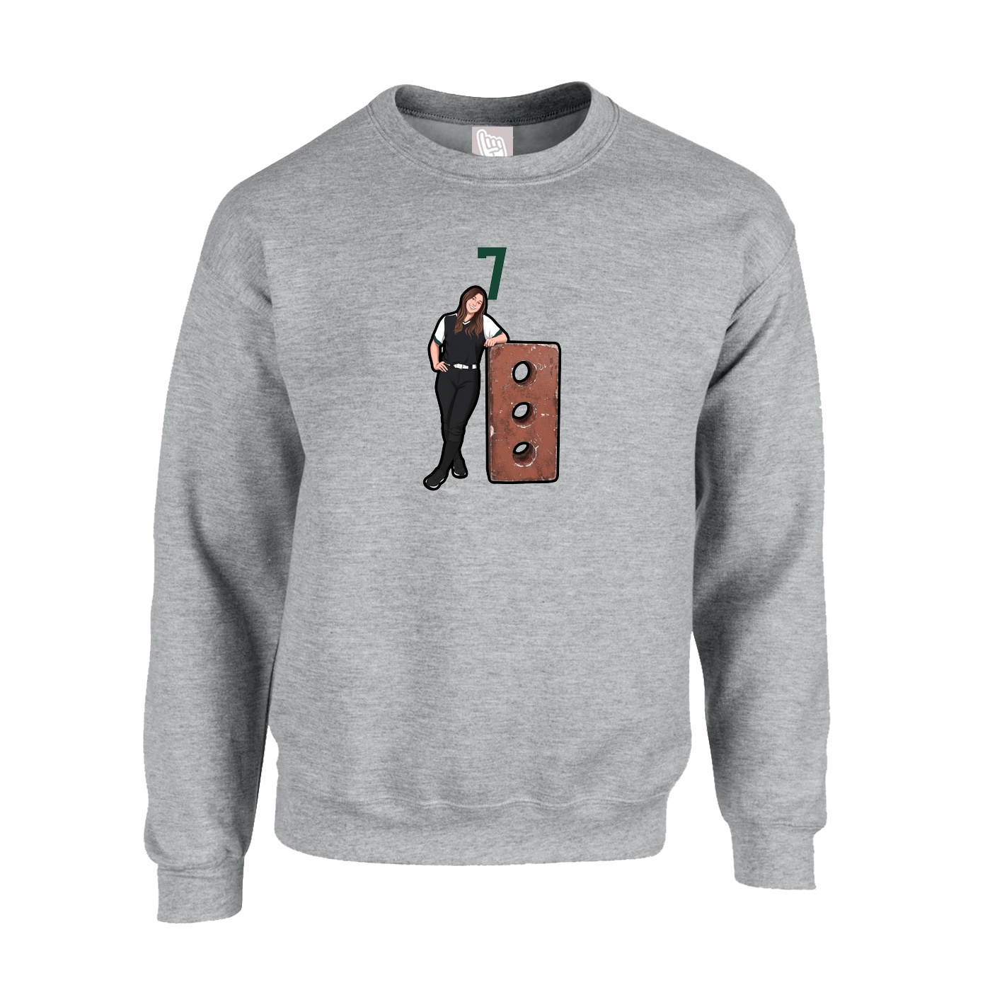 Fleece Crew — Number Top in Grey