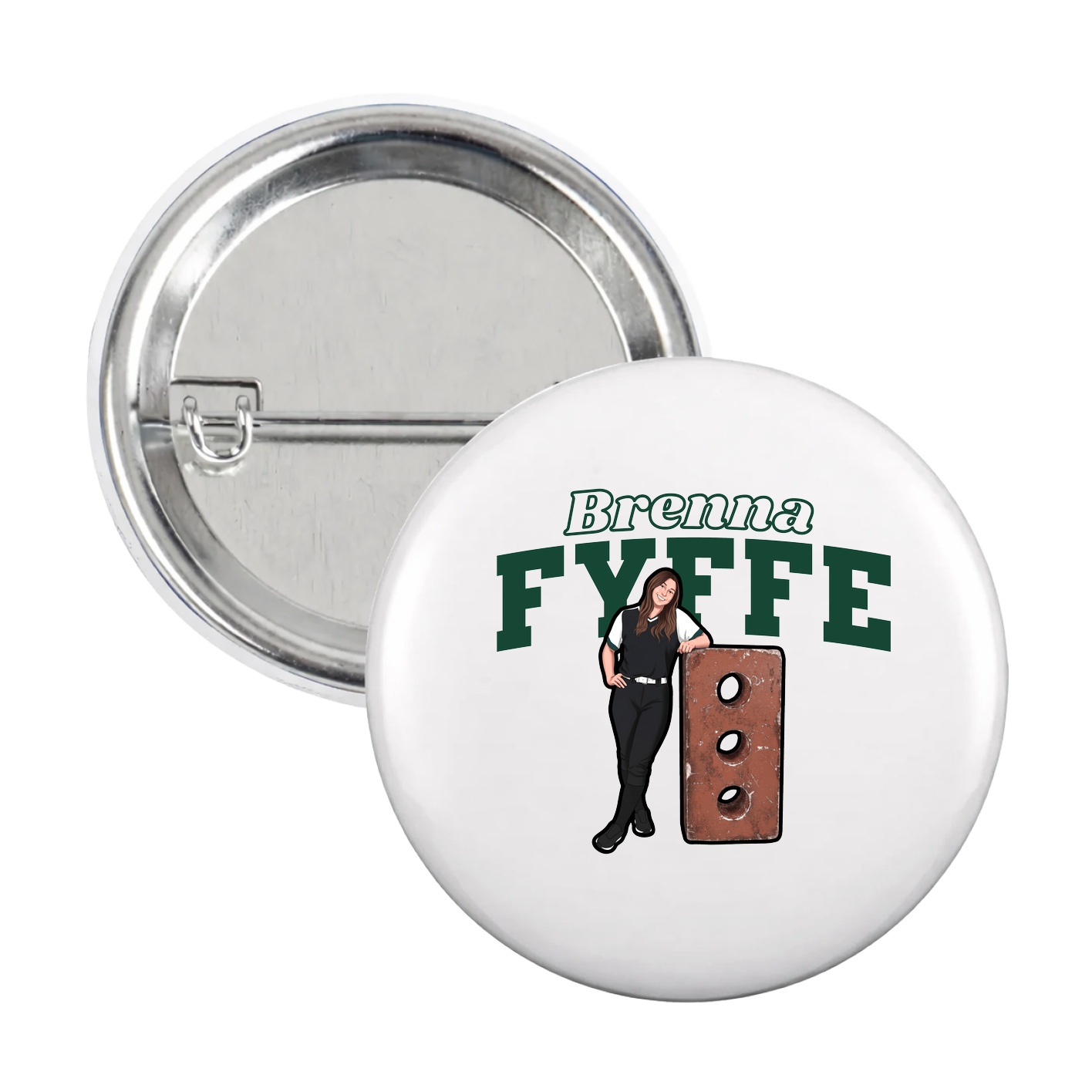 Game Day Button — Name Arch in White
