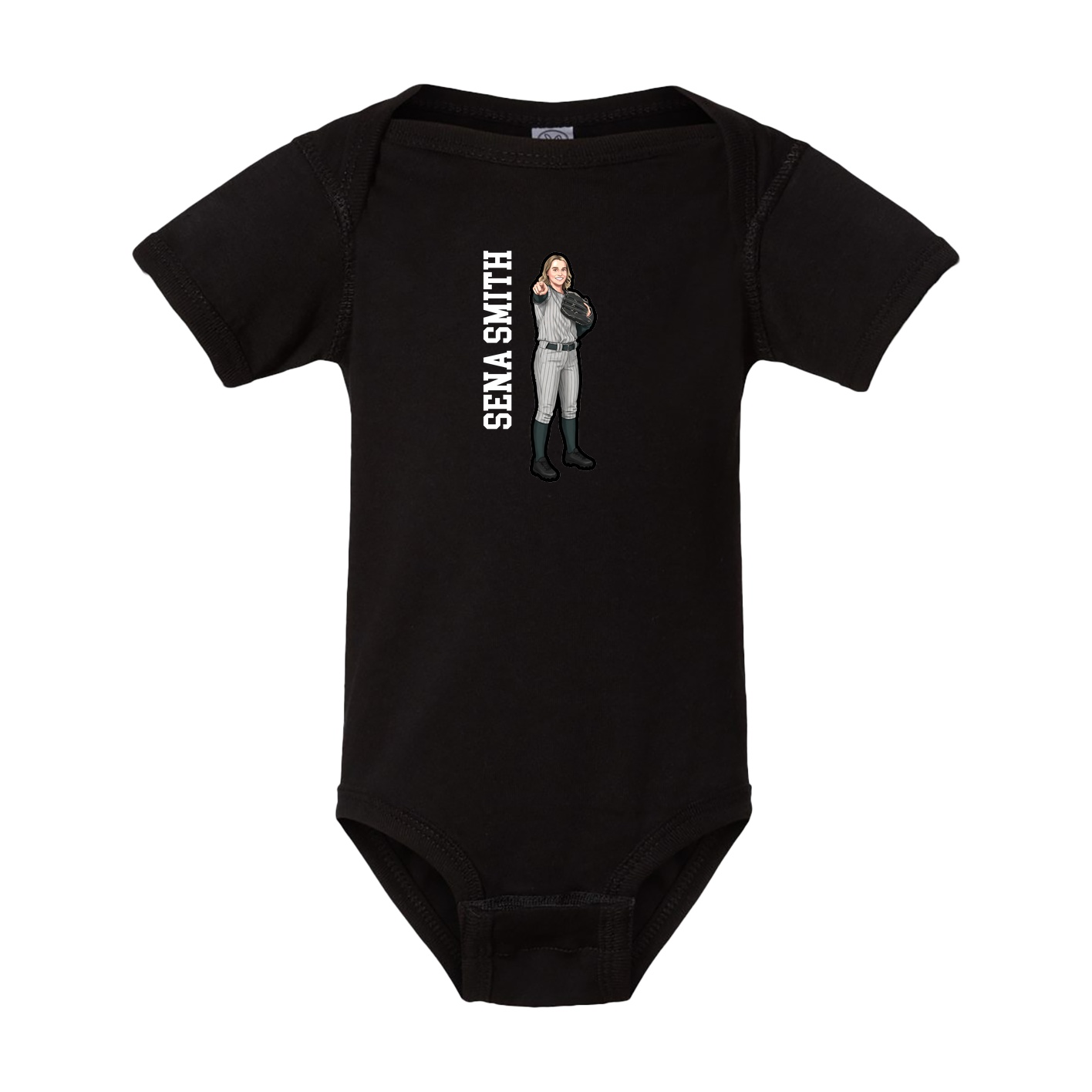 Baby Onesie — Name Vertical in Black