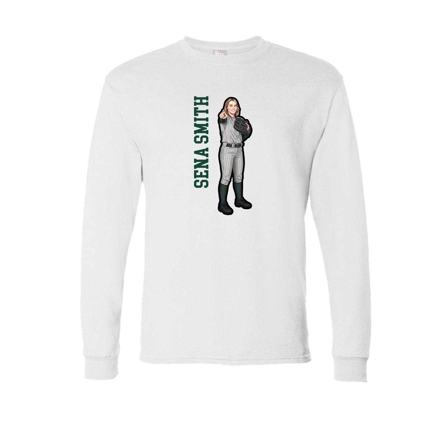 Long Sleeve Tee — Name Vertical in White