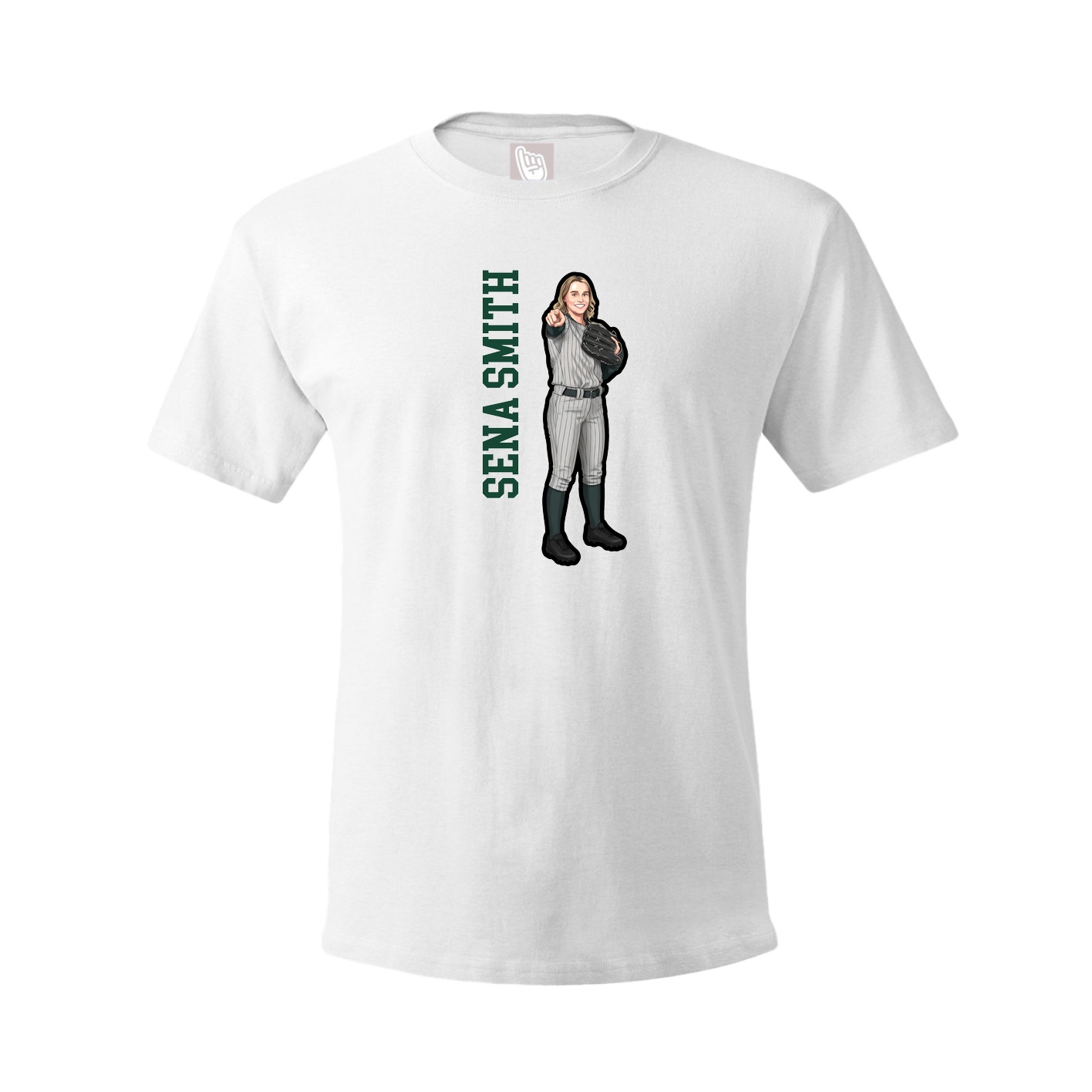 Youth Tee — Name Vertical in White