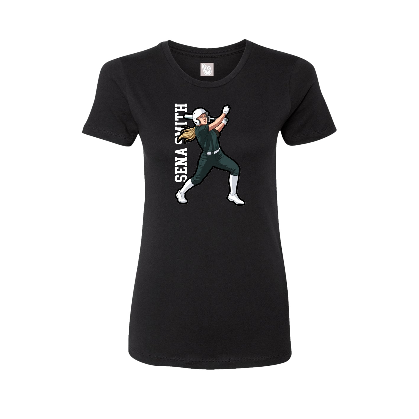 Fitted Women's Tee — Name Vertical in Black