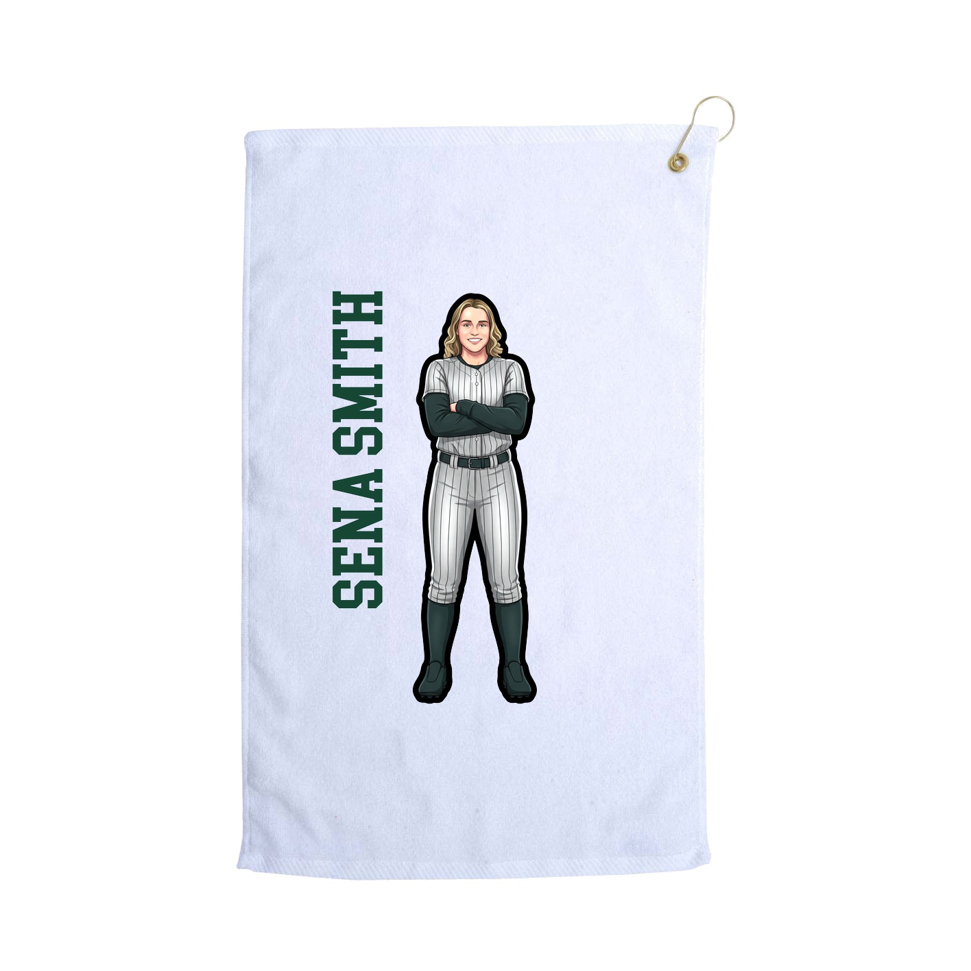 Golf Towel — Name Vertical in White