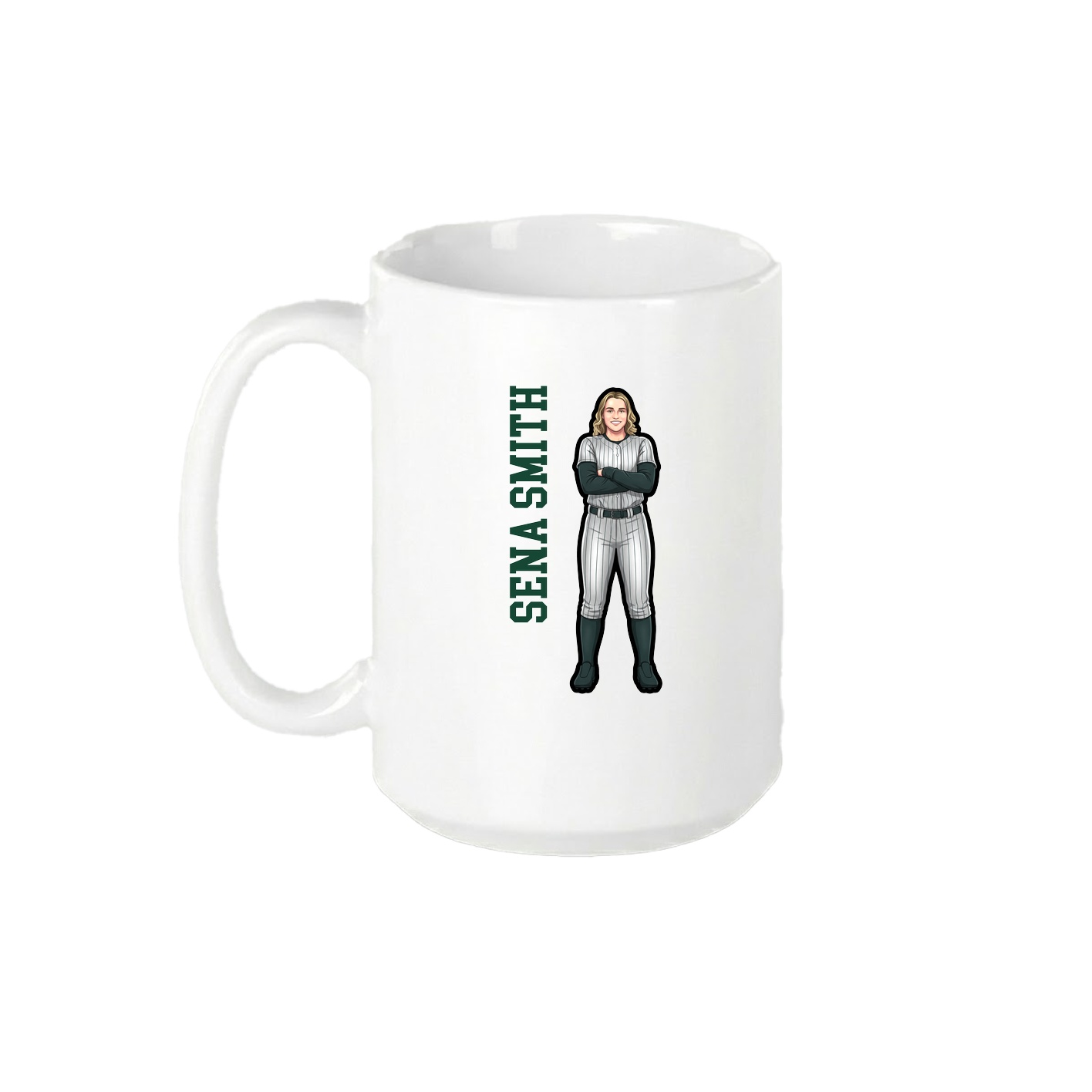 15oz Coffee Mug — Name Vertical in White