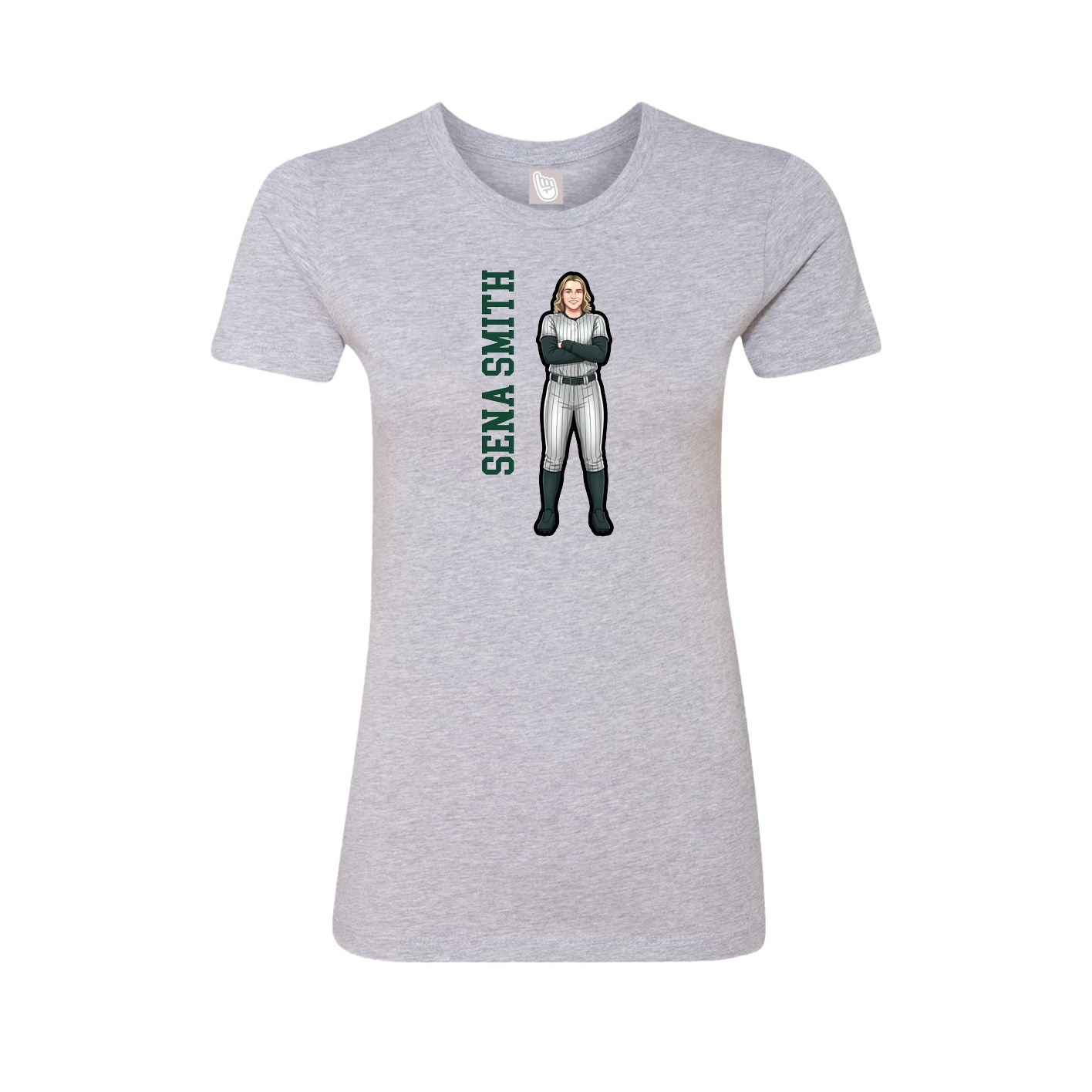 Fitted Women's Tee — Name Vertical in Grey