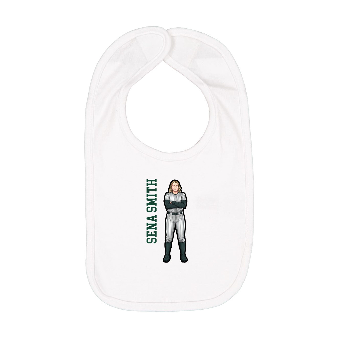 Infant Bib — Name Vertical in White