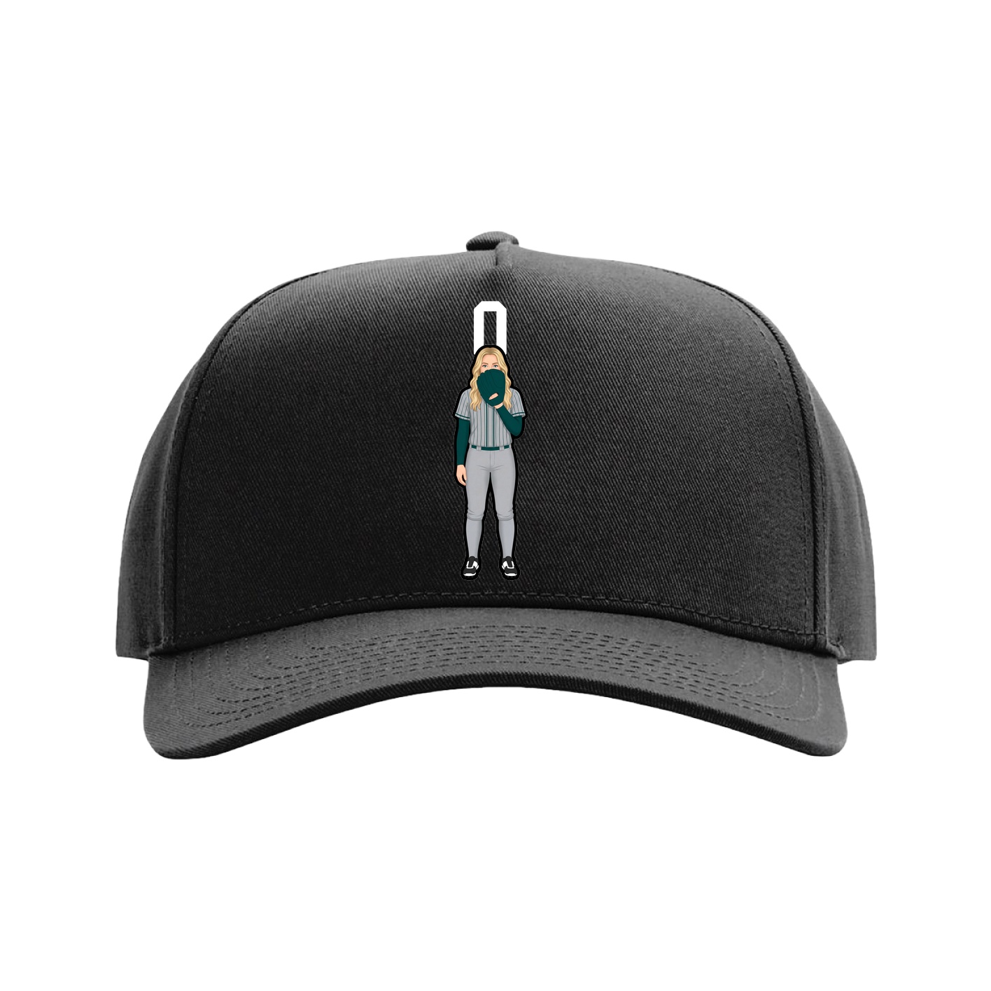 Full Fabric Five-Panel Champ Cap — Number Top in Black