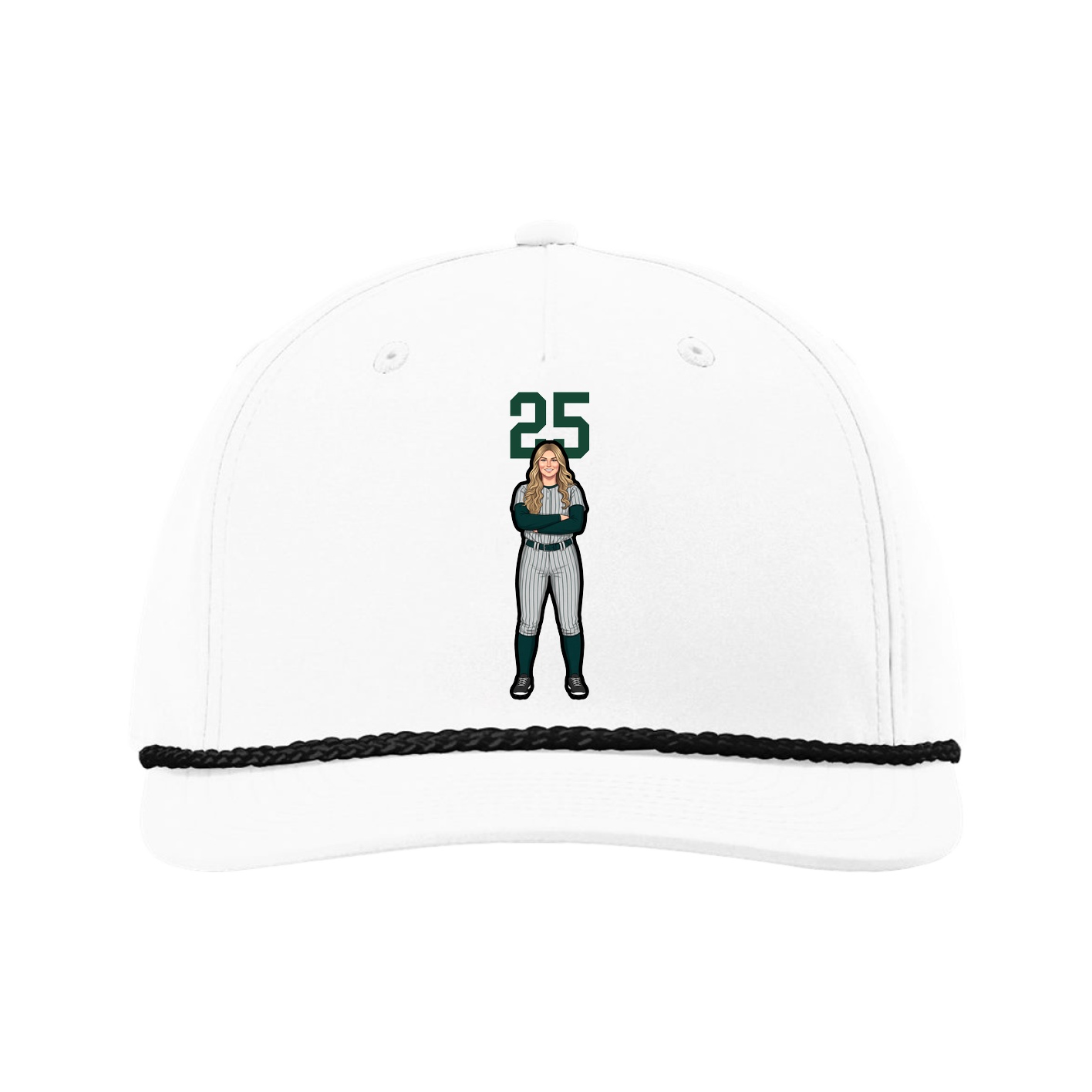 Five-Panel Classic Rope Cap — Number Top in White