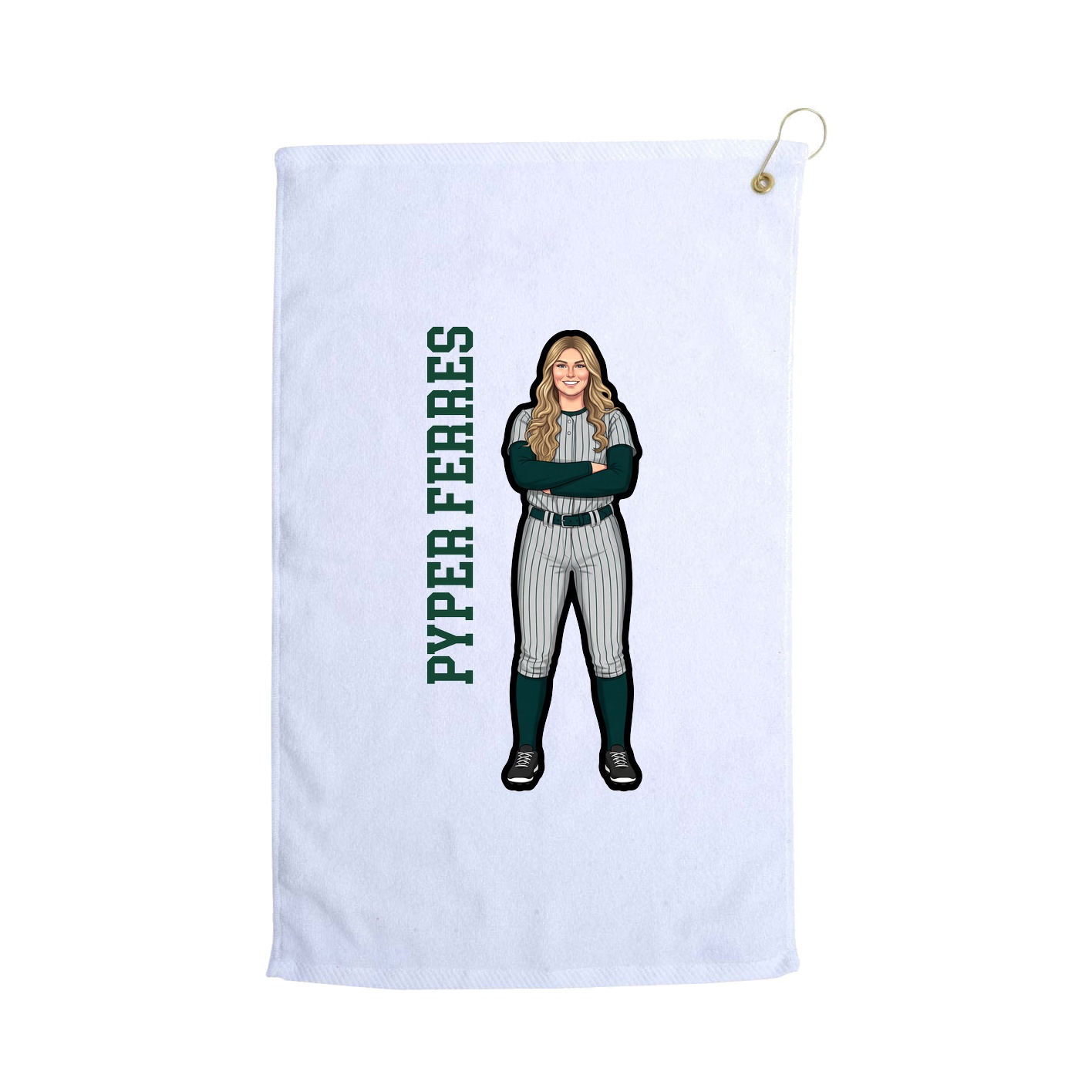 Golf Towel — Name Vertical in White