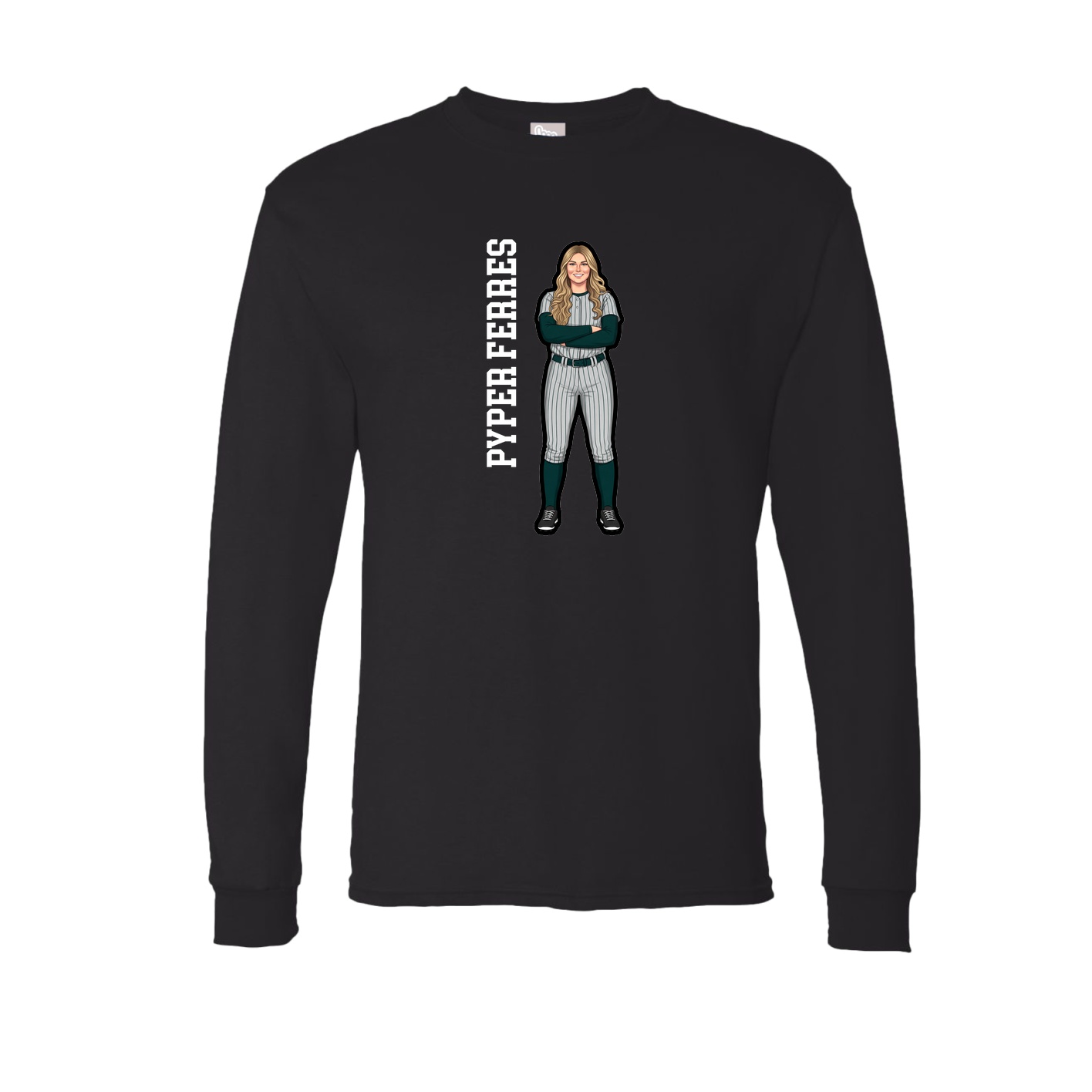 Long Sleeve Tee — Name Vertical in Black