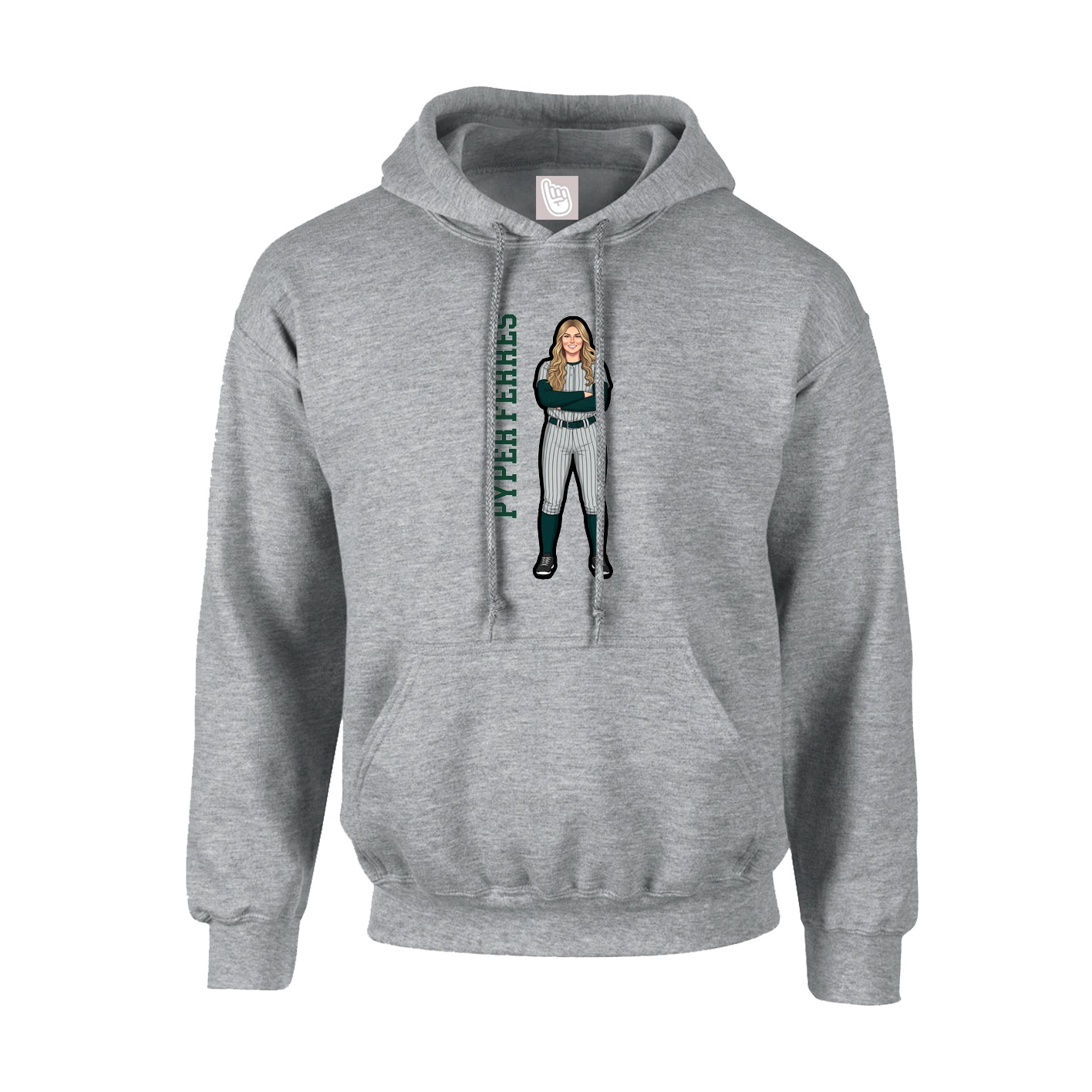Hoodie — Name Vertical in Grey
