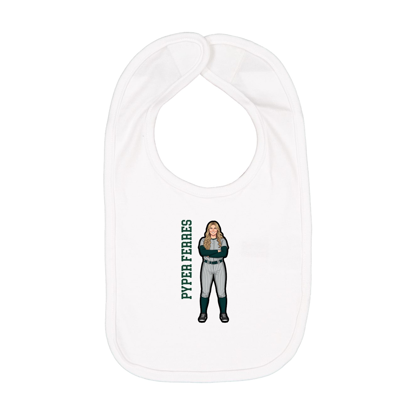 Infant Bib — Name Vertical in White