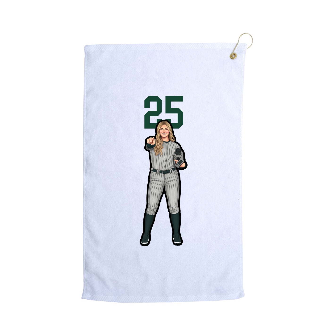 Golf Towel — Number Top in White