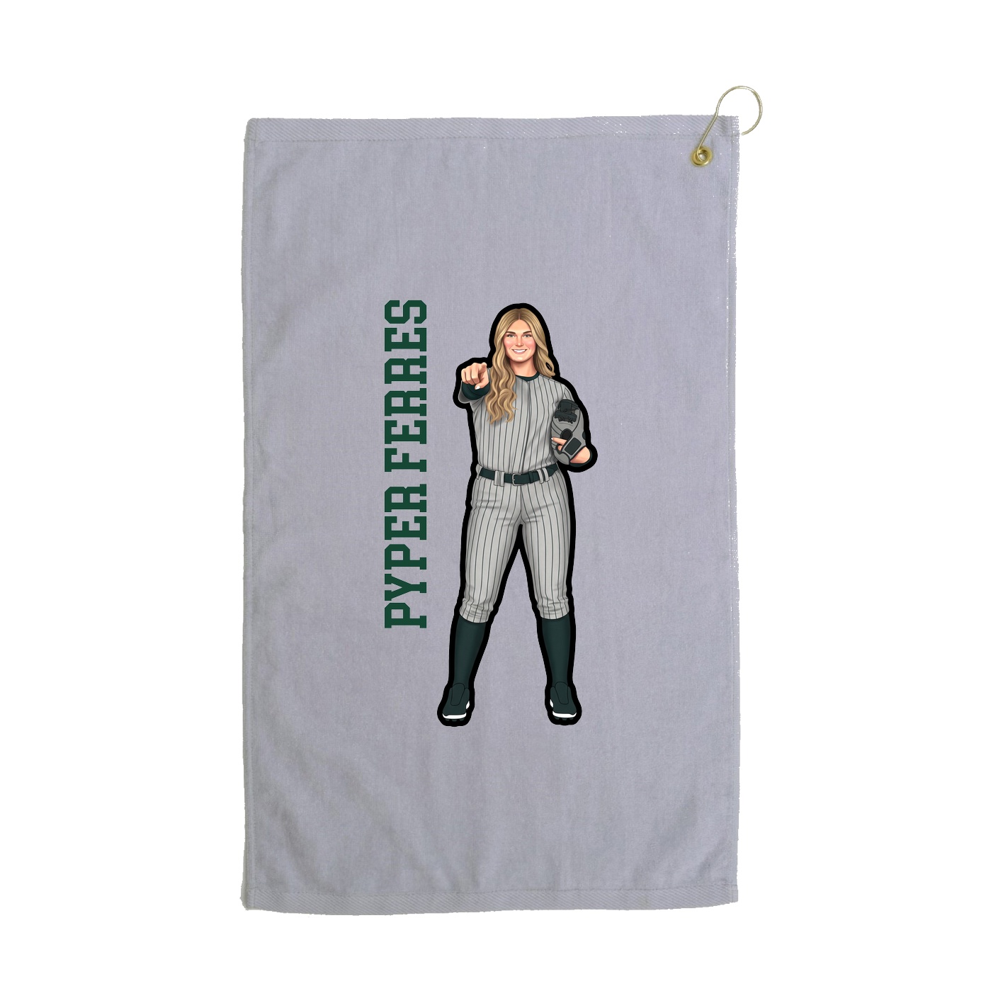 Golf Towel — Name Vertical in Grey