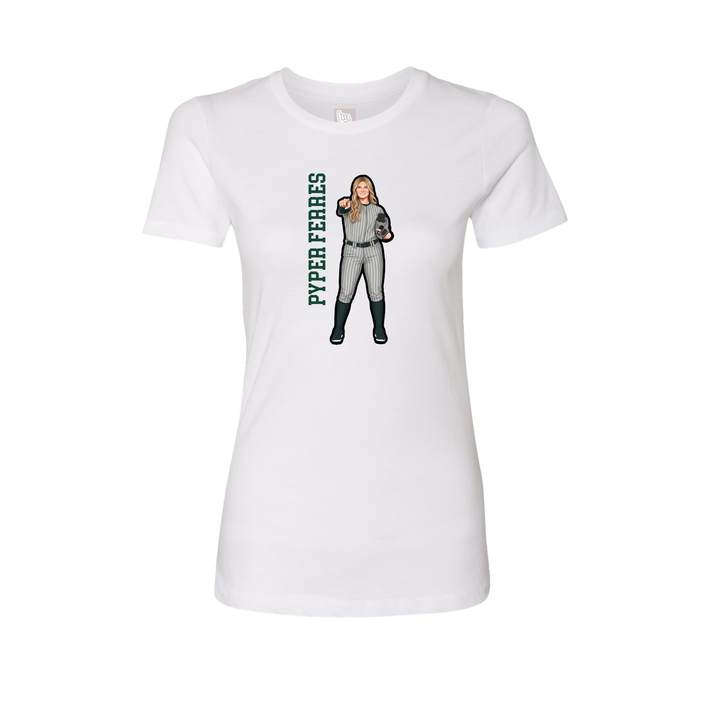 Fitted Women's Tee — Name Vertical in White