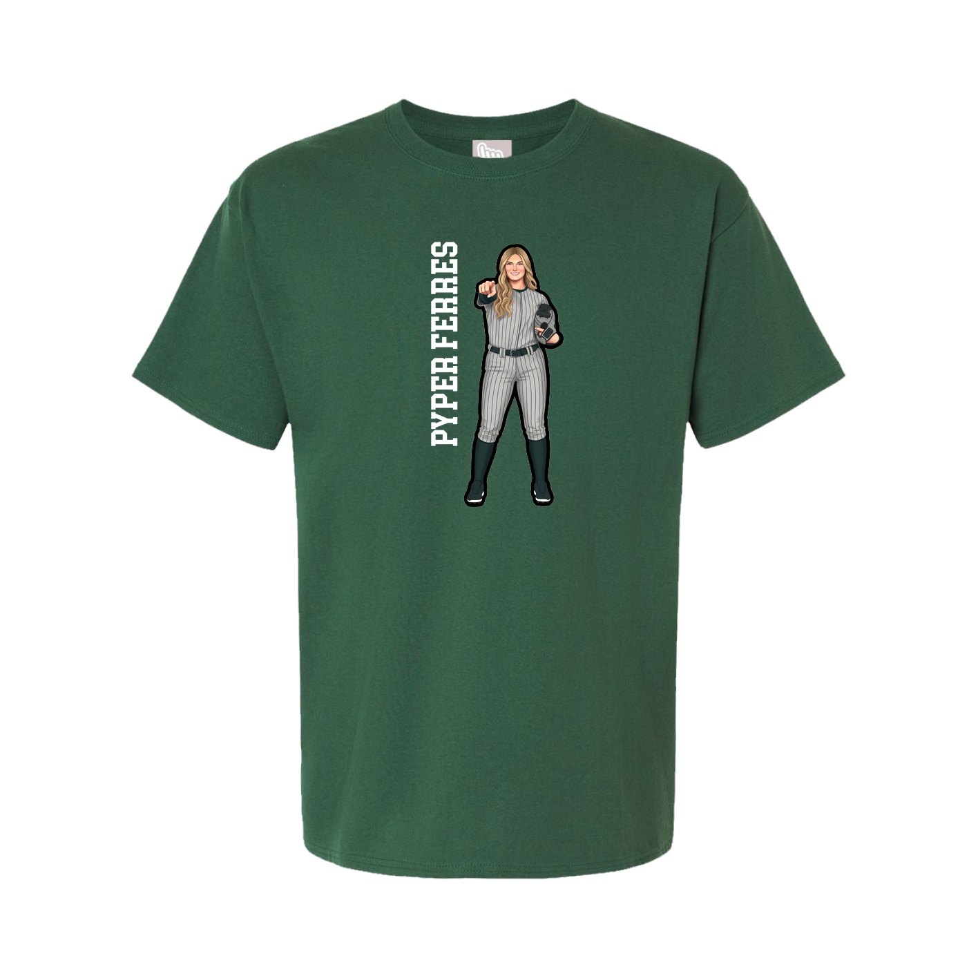 Youth Tee — Name Vertical in Green