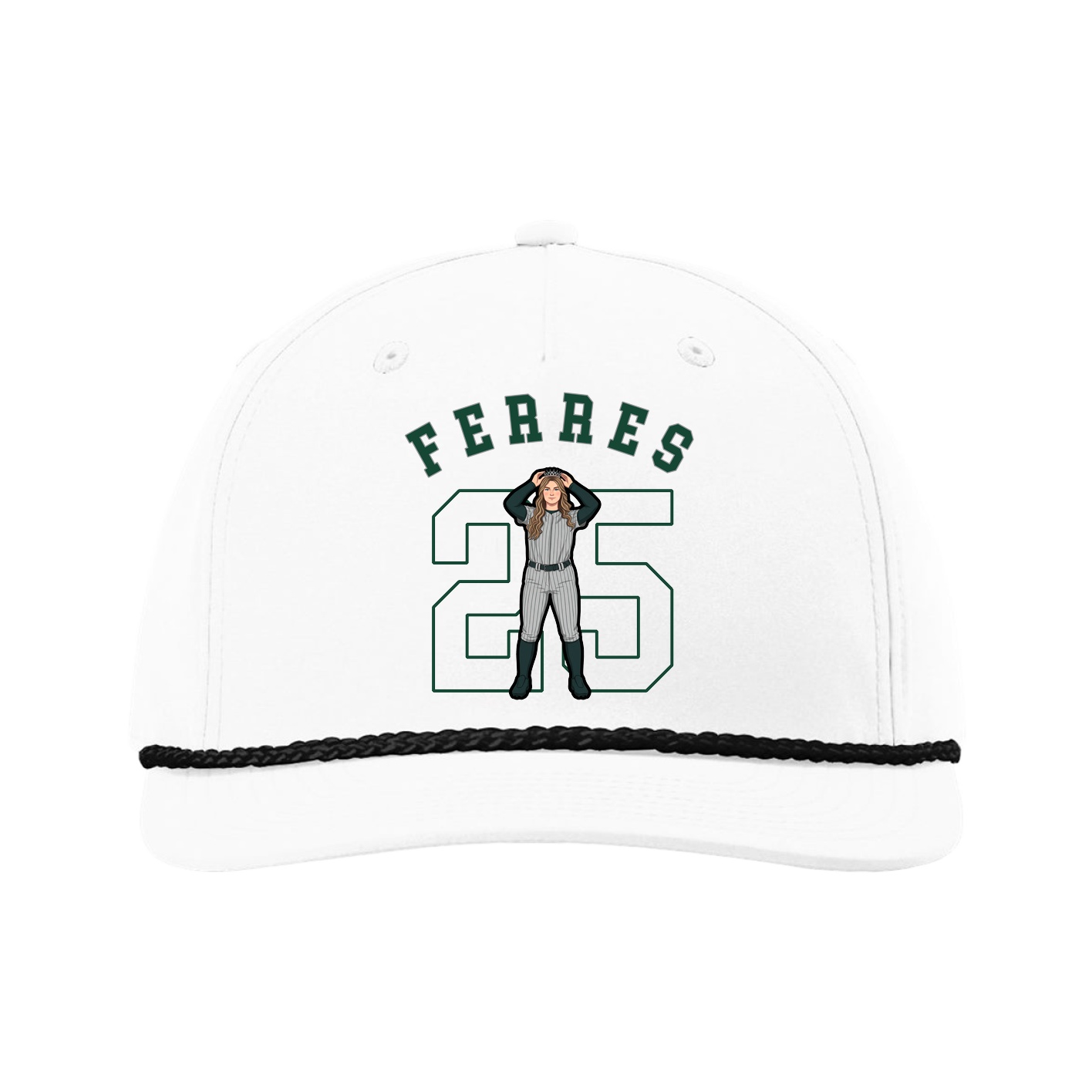 Five-Panel Classic Rope Cap — Shirsey Arch in White
