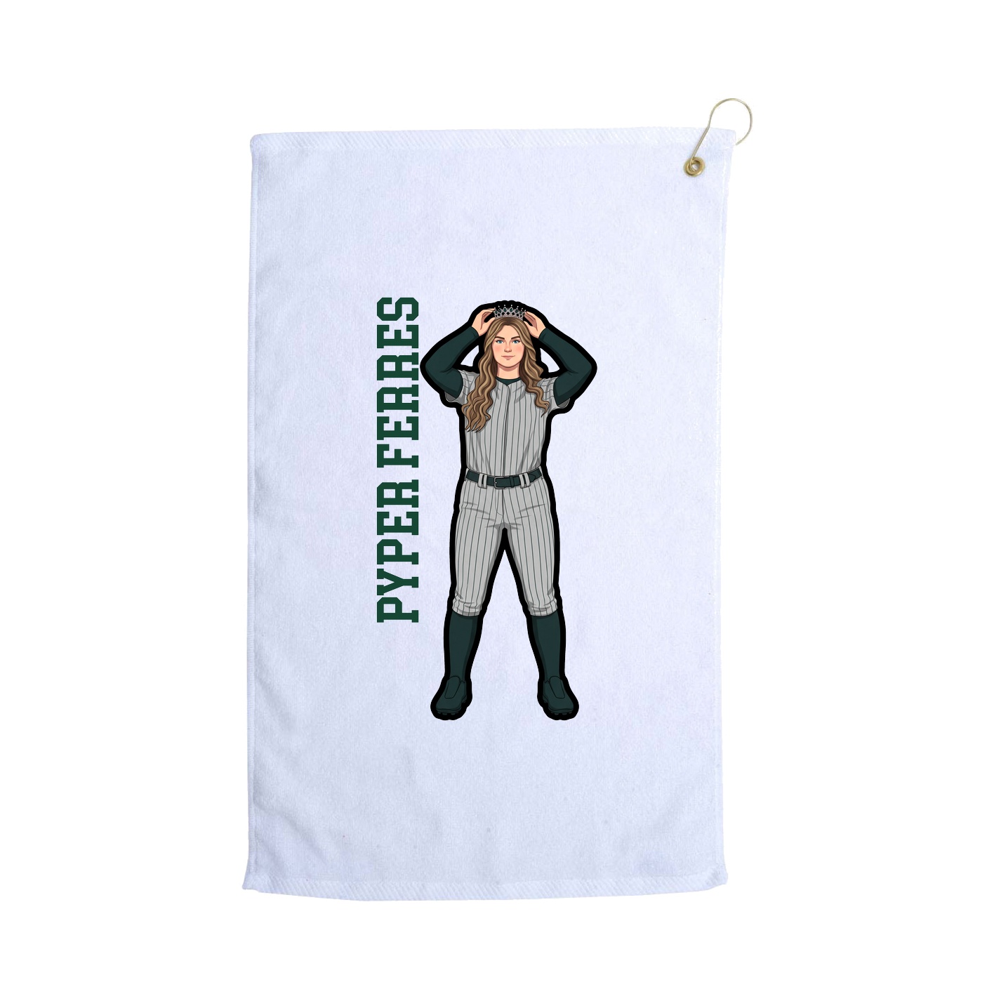 Golf Towel — Name Vertical in White