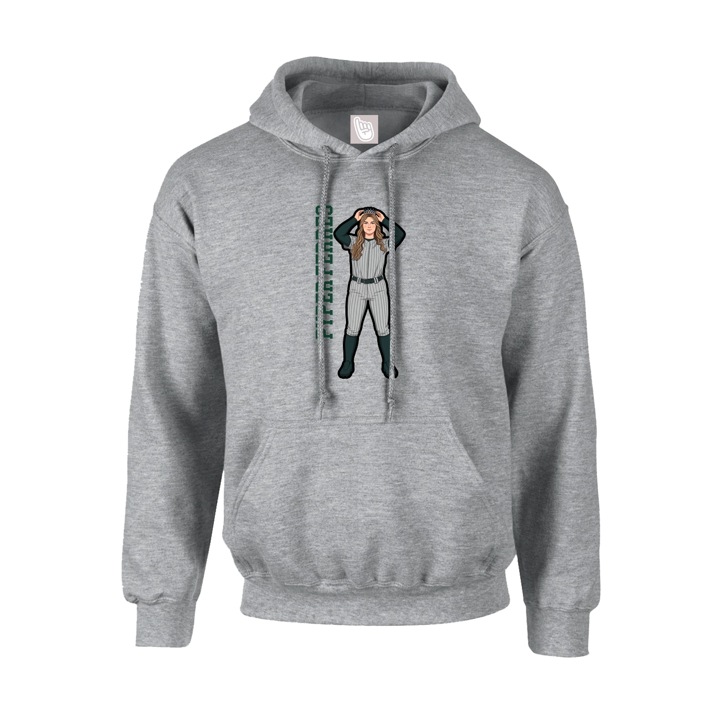 Youth Hoodie — Name Vertical in Grey