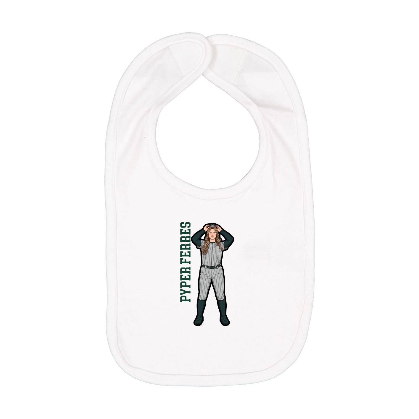 Infant Bib — Name Vertical in White