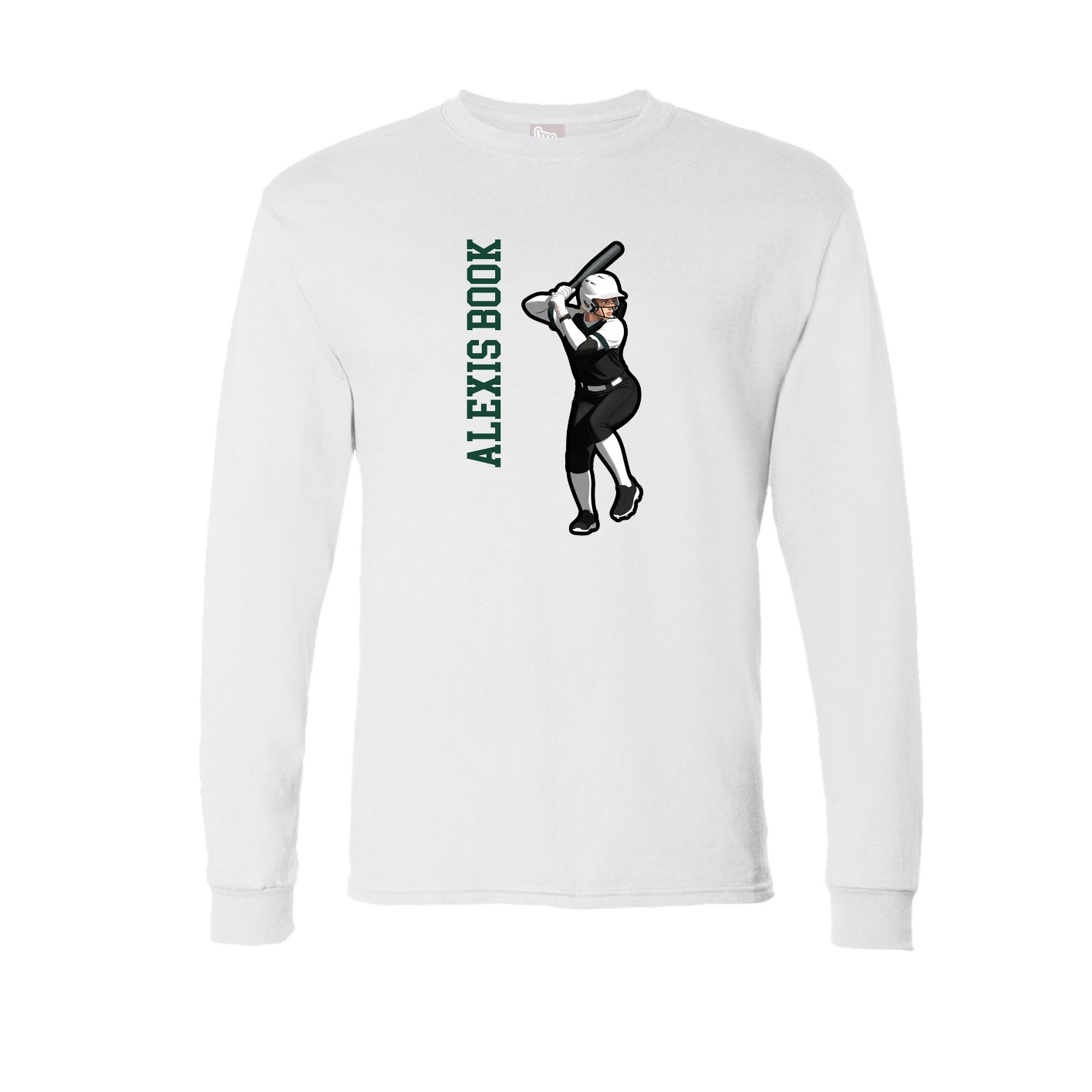 Long Sleeve Tee — Name Vertical in White