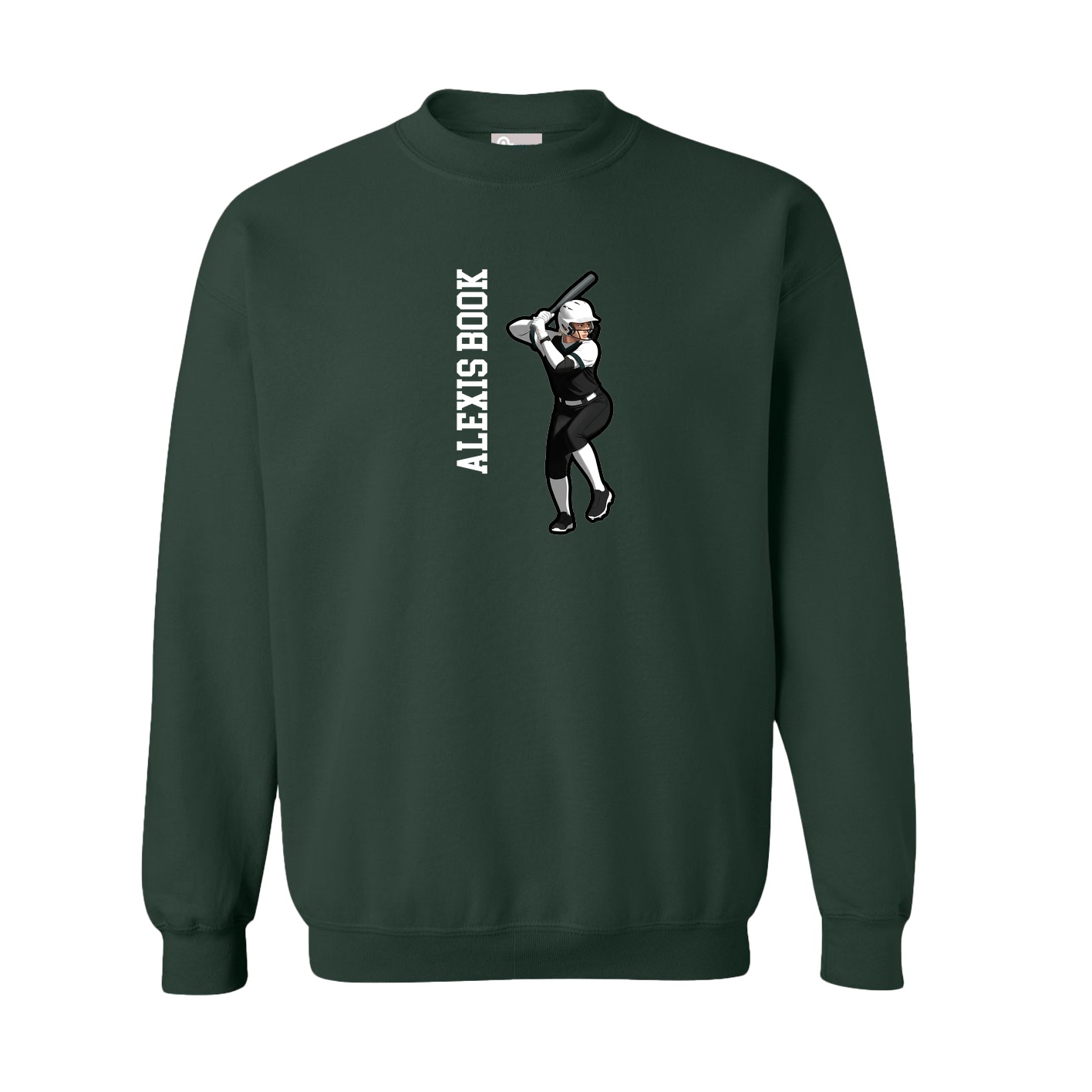Fleece Crew — Name Vertical in Green