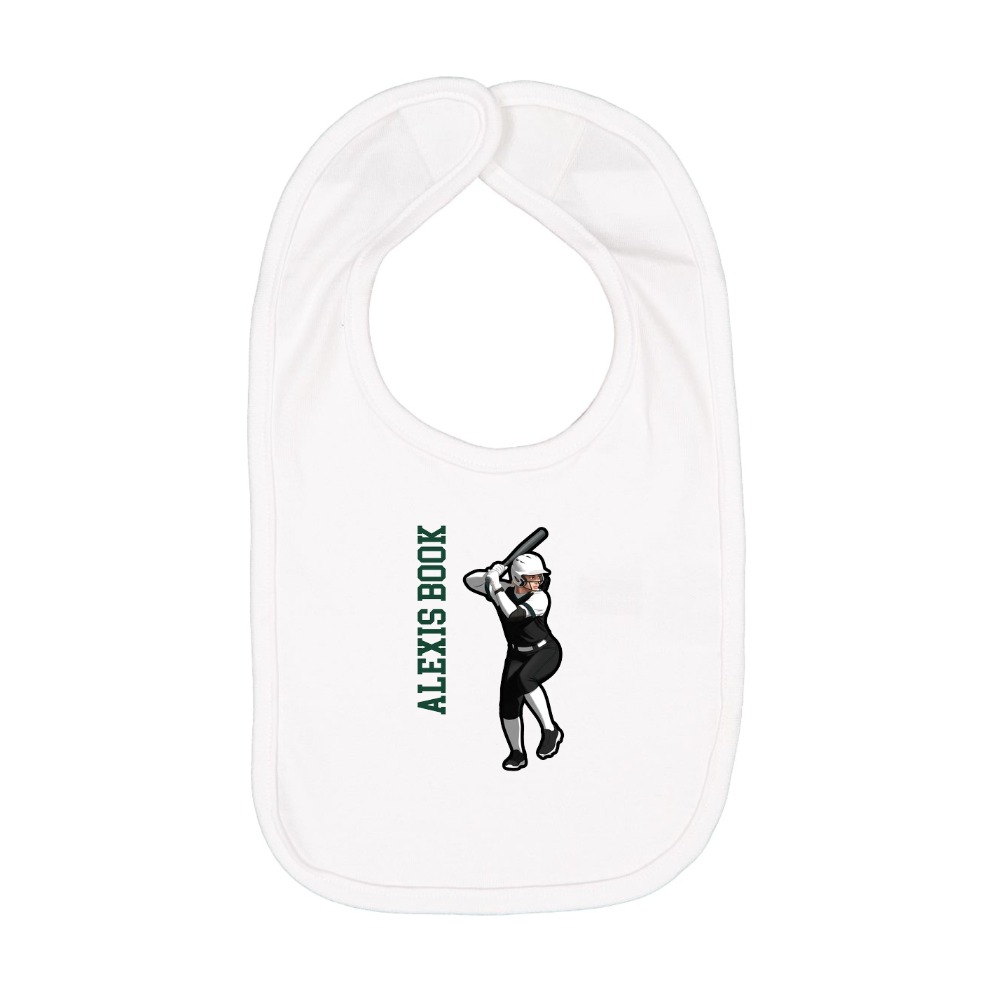 Infant Bib — Name Vertical in White