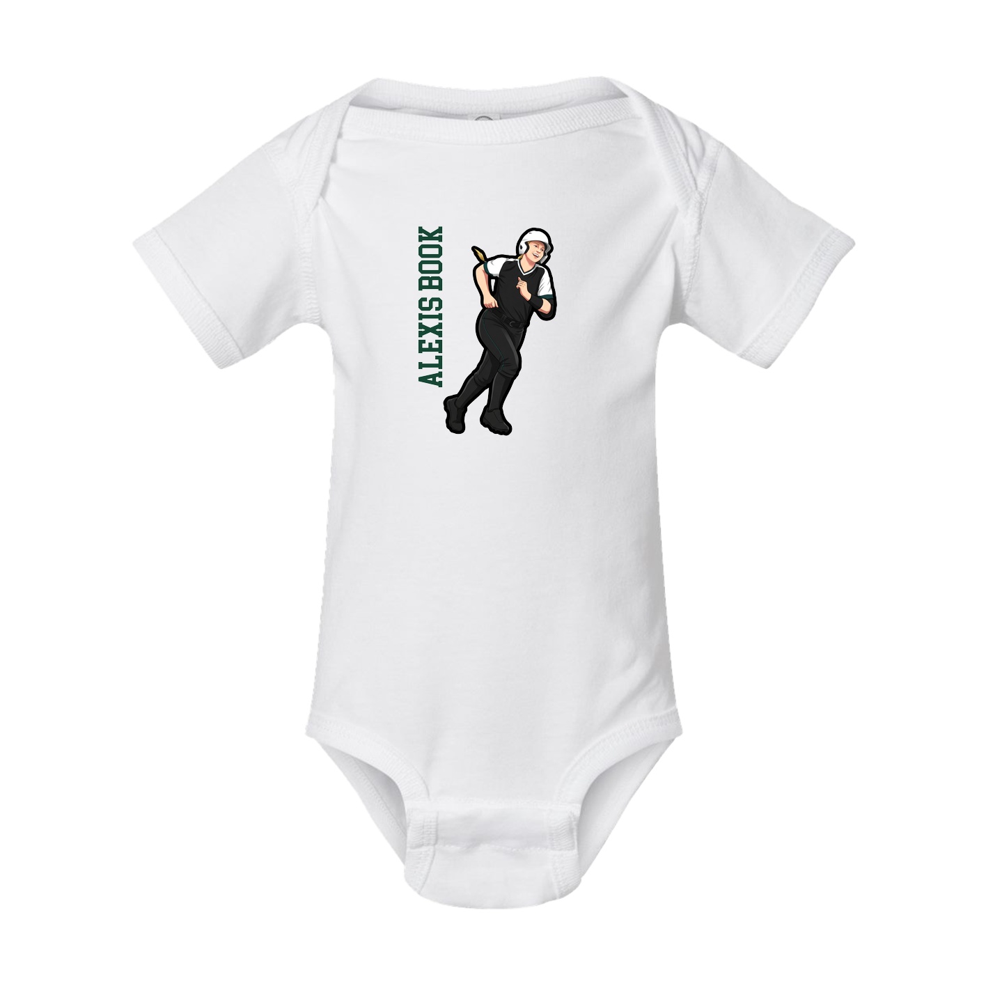 Baby Onesie — Name Vertical in White
