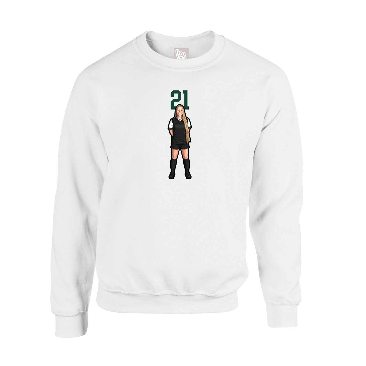 Fleece Crew — Number Top in White