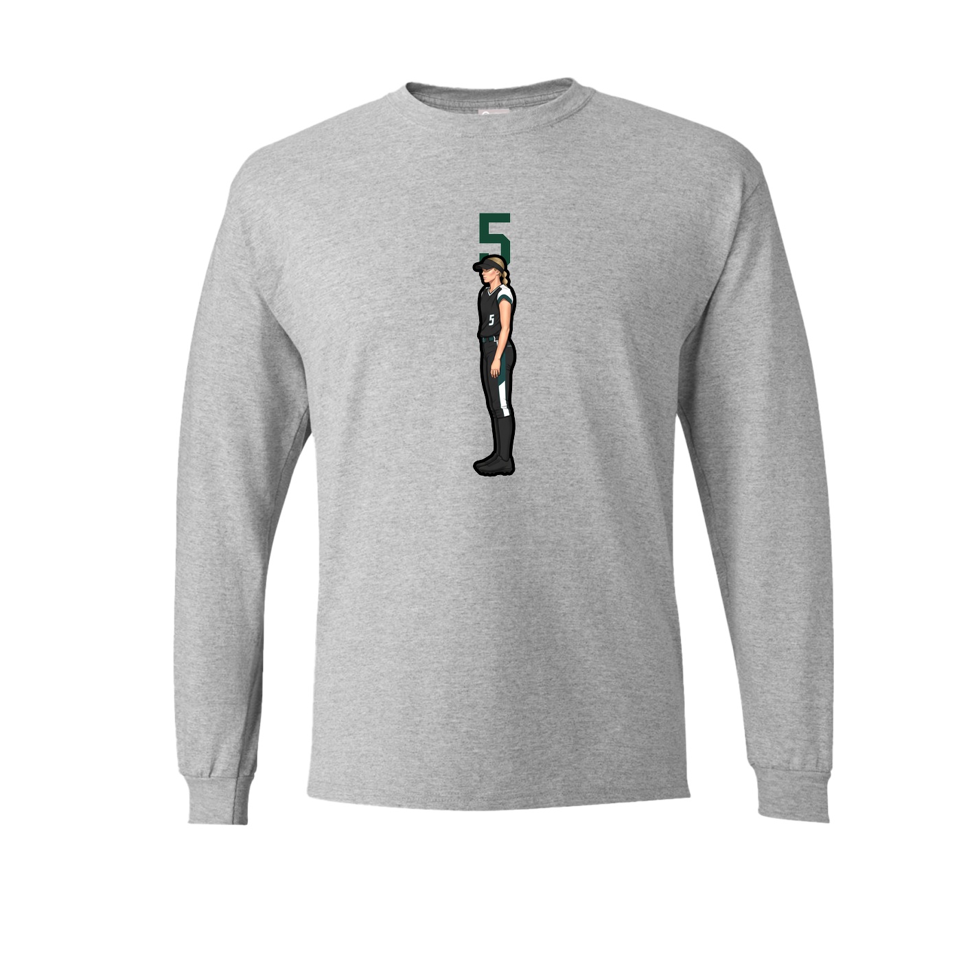 Long Sleeve Tee — Number Top in Grey