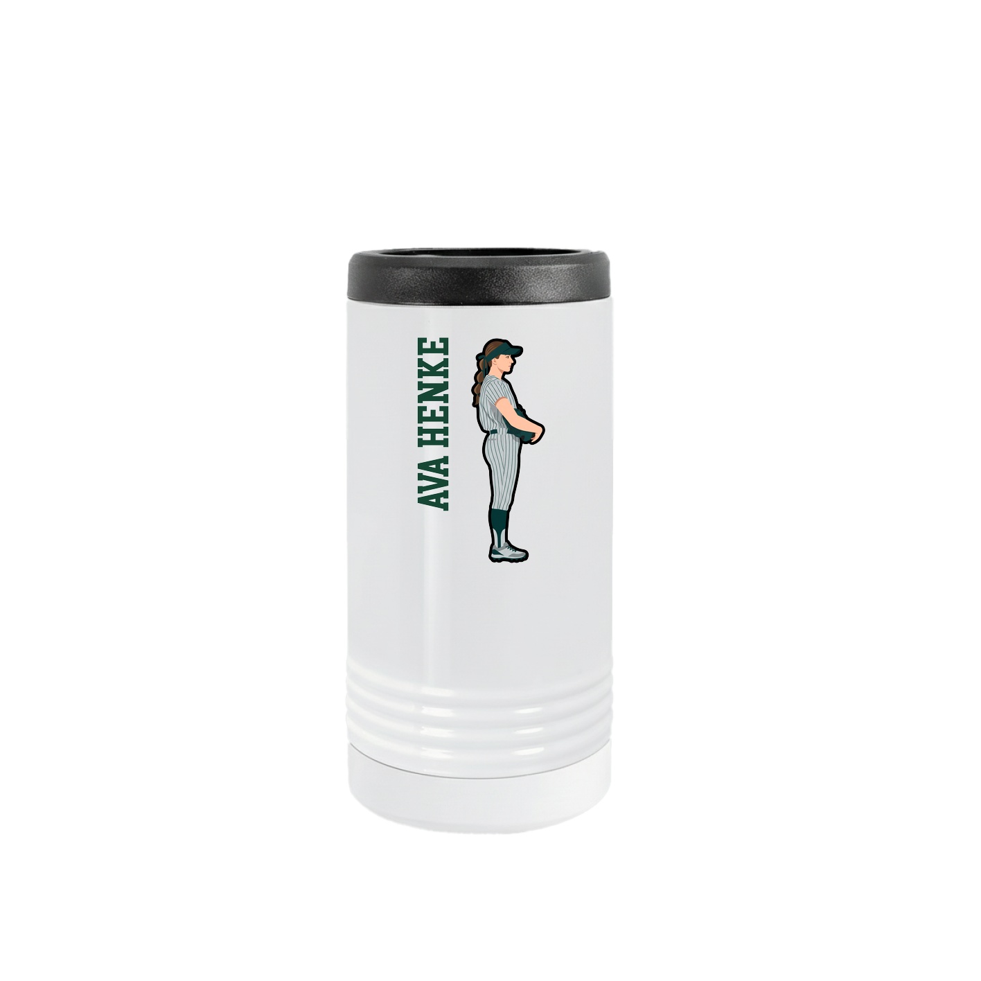 Slim Beverage Holder — Name Vertical in White