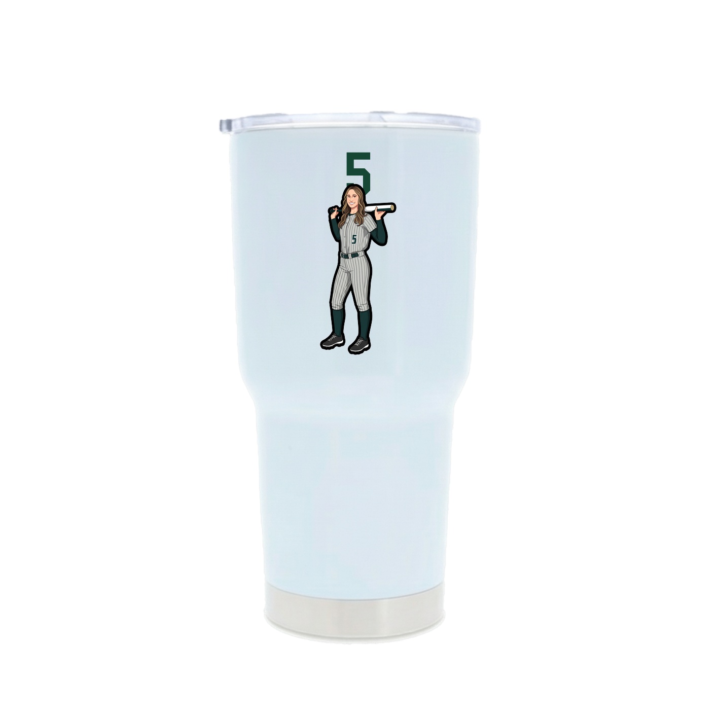30oz Stainless Steel Tumbler — Number Top in White