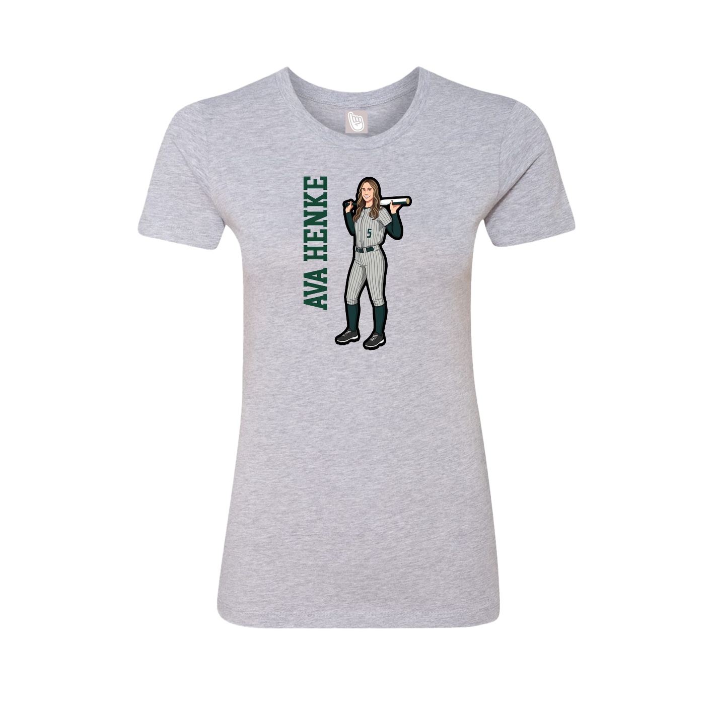 Womens Tee — Name Vertical in Grey