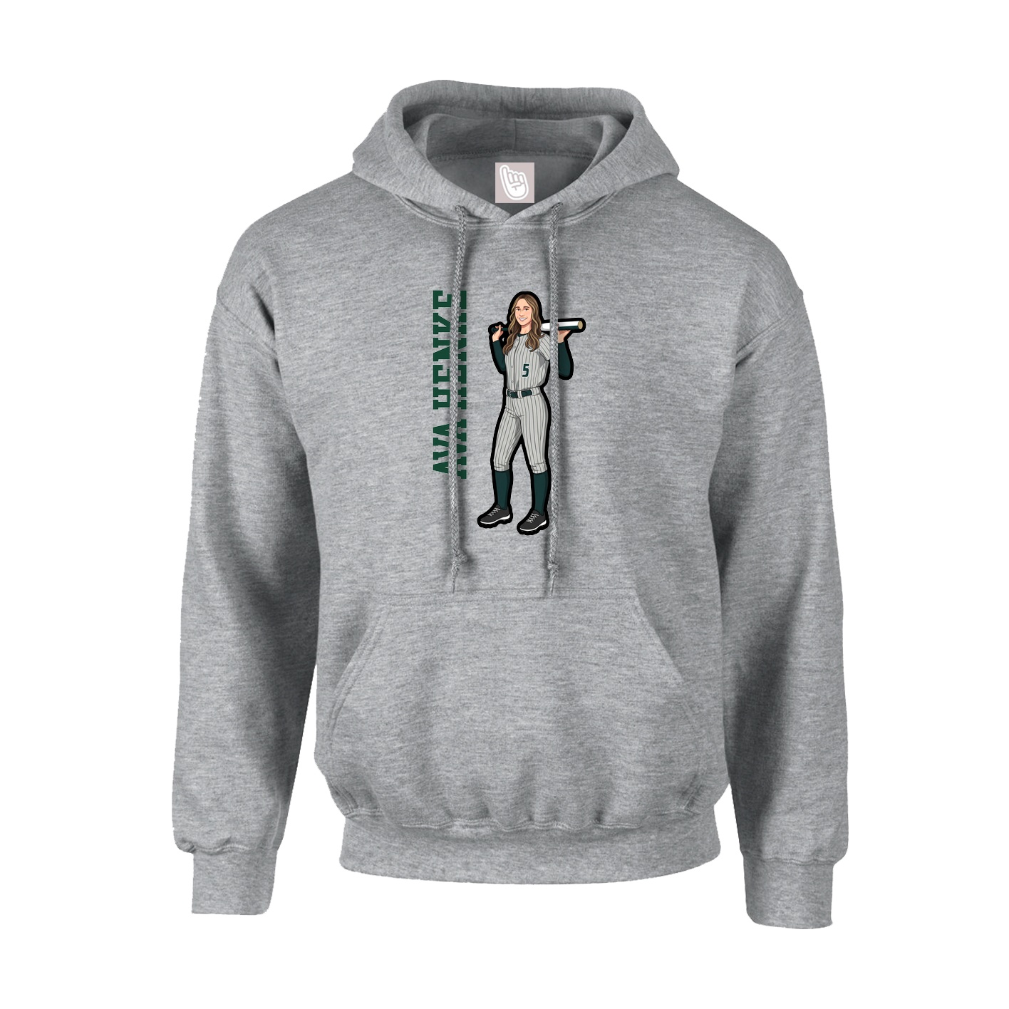 Hoodie — Name Vertical in Grey