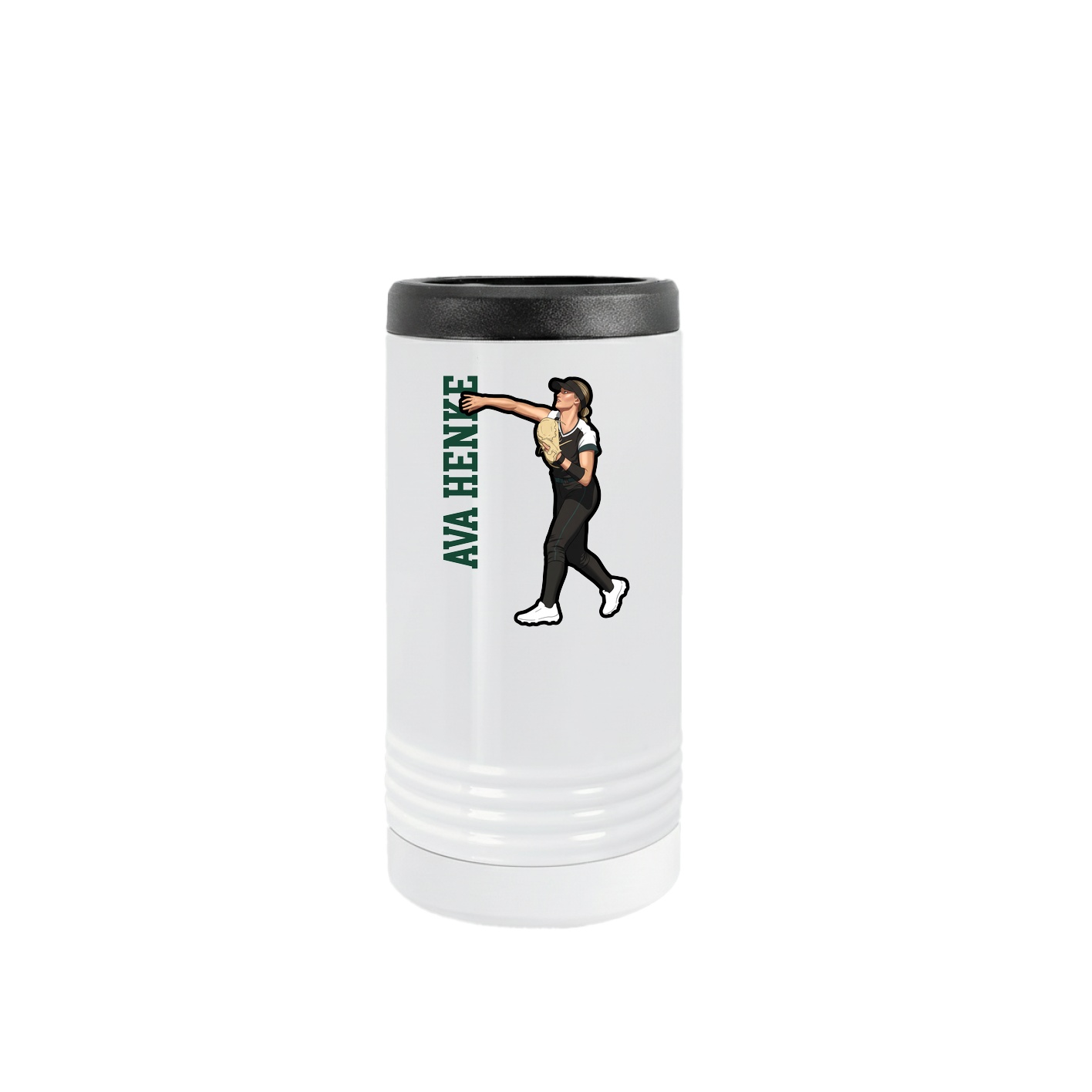 Slim Beverage Holder — Name Vertical in White