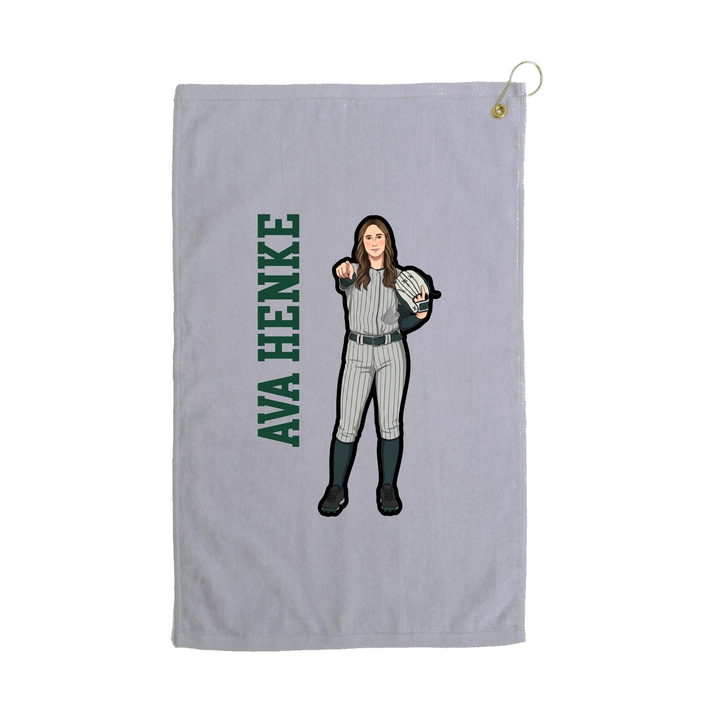 Golf Towel — Name Vertical in Grey