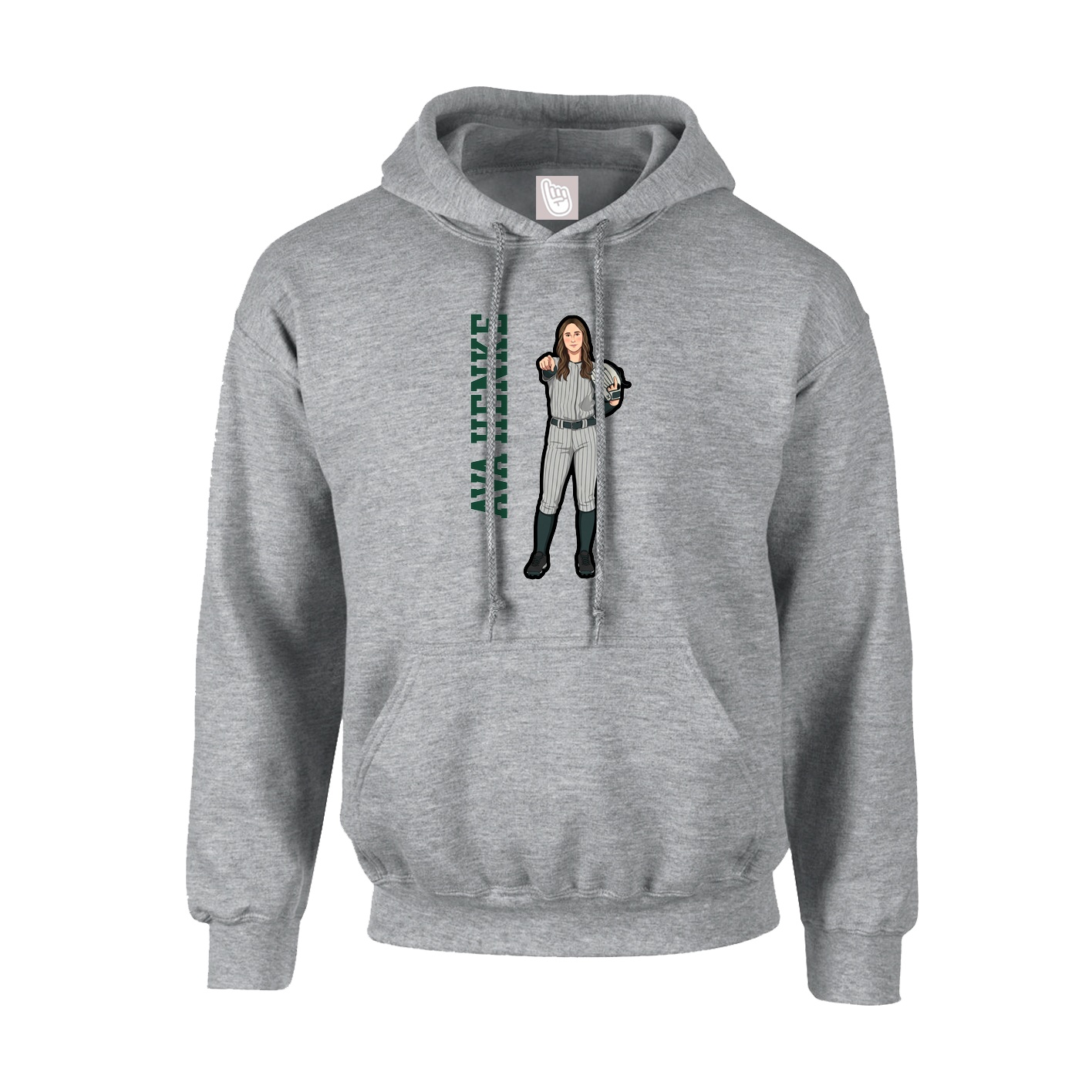Hoodie — Name Vertical in Grey