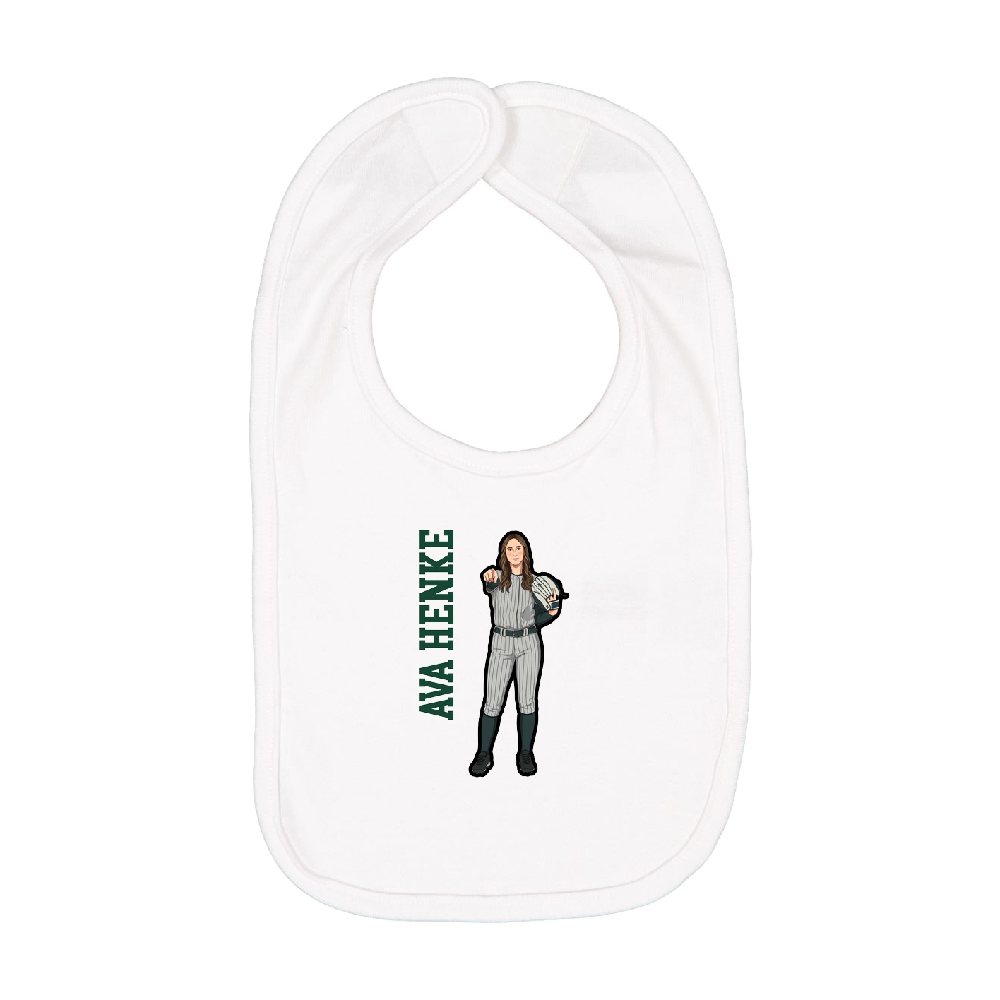 Infant Bib — Name Vertical in White