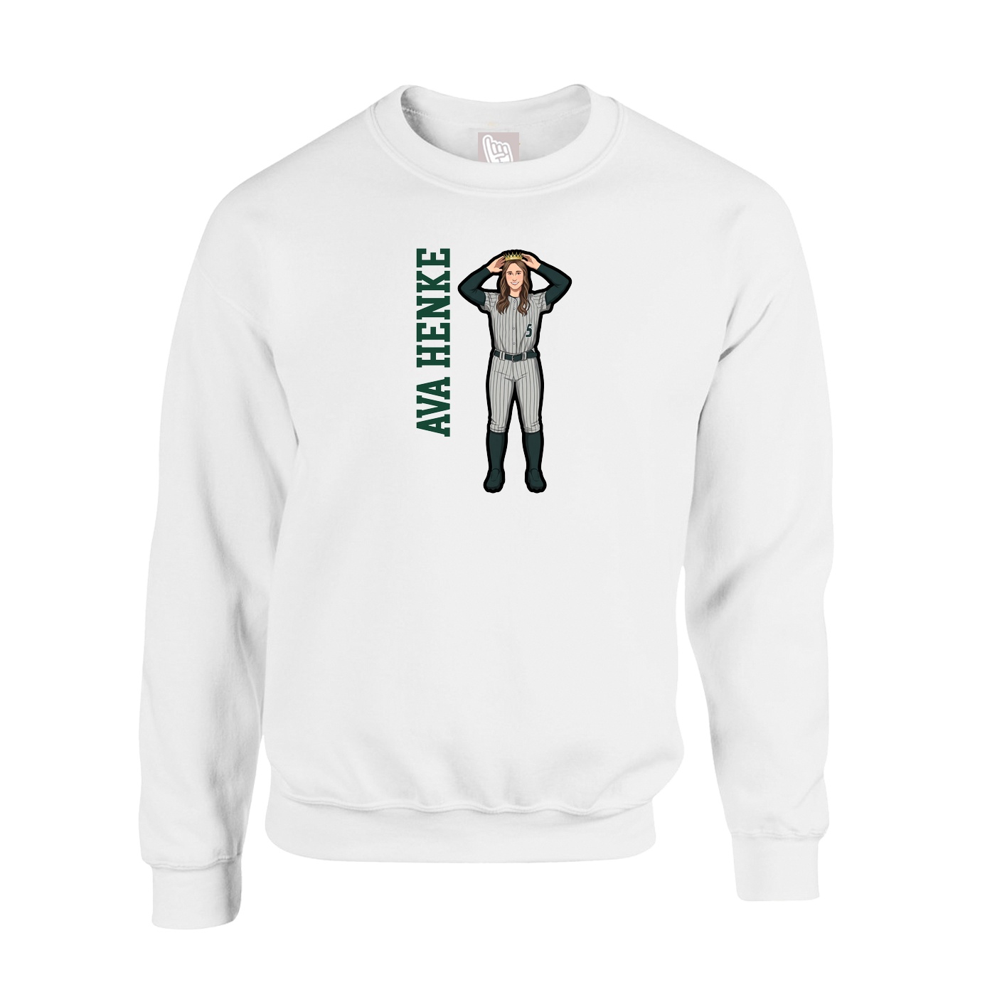 Fleece Crew — Name Vertical in White