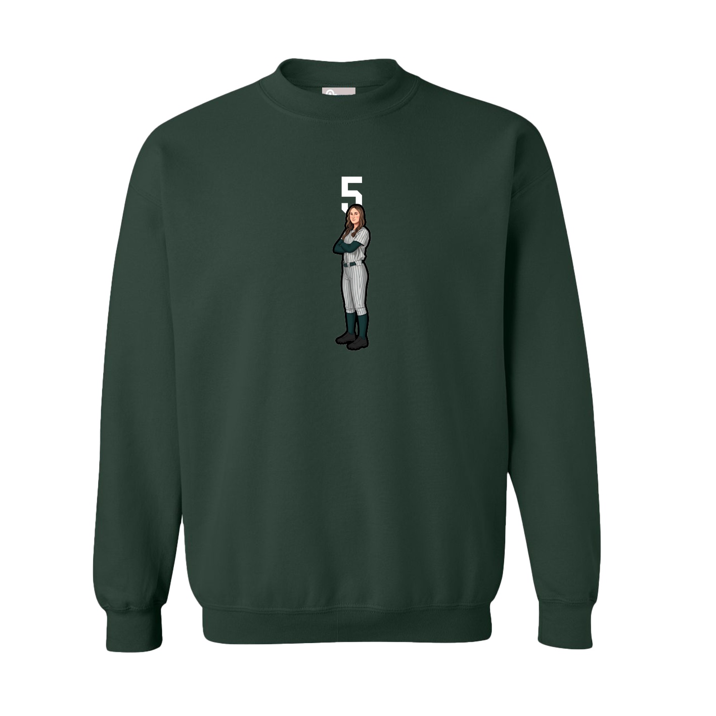 Fleece Crew — Number Top in Green