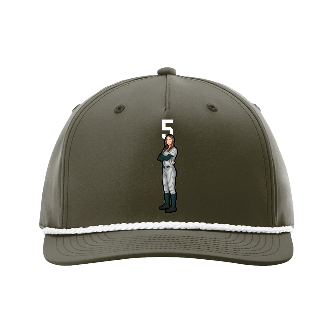 Five-Panel Classic Rope Cap — Number Top in Green