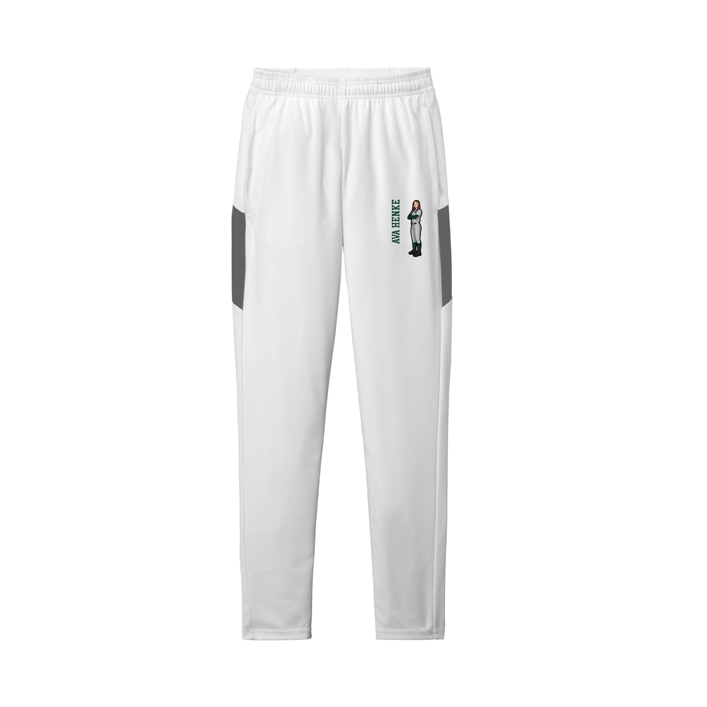 Team Travel Pant — Name Vertical in White/Grey