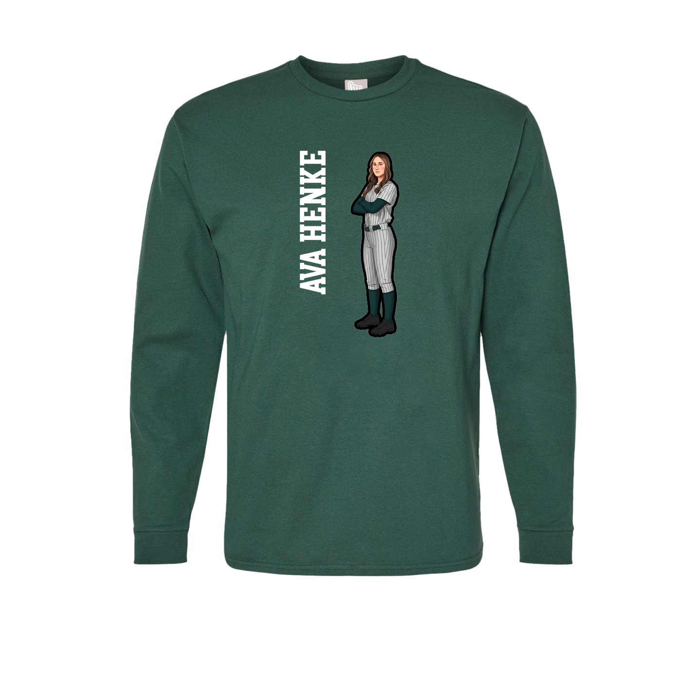Long Sleeve Tee — Name Vertical in Green