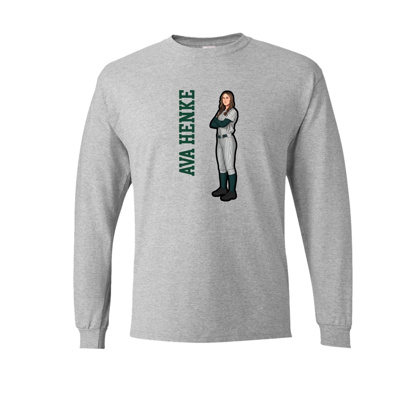 Long Sleeve Tee — Name Vertical in Grey