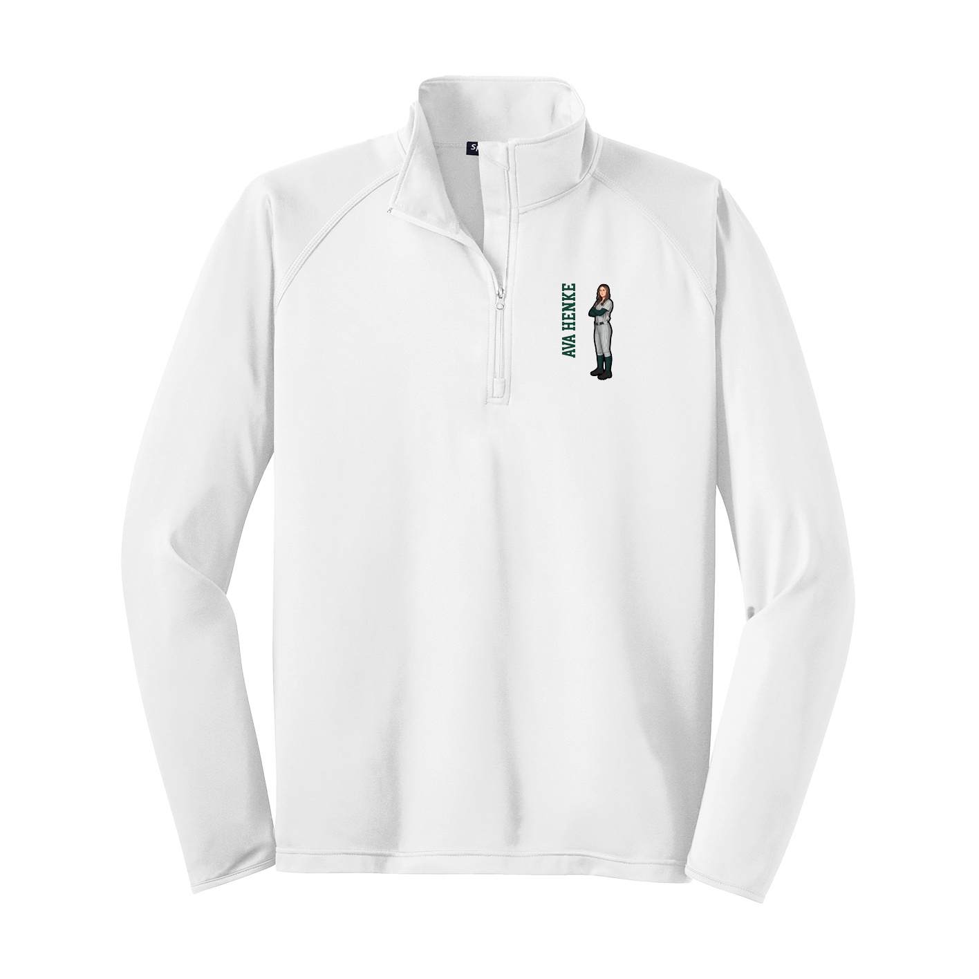 Q-Zip Pullover — Name Vertical in White