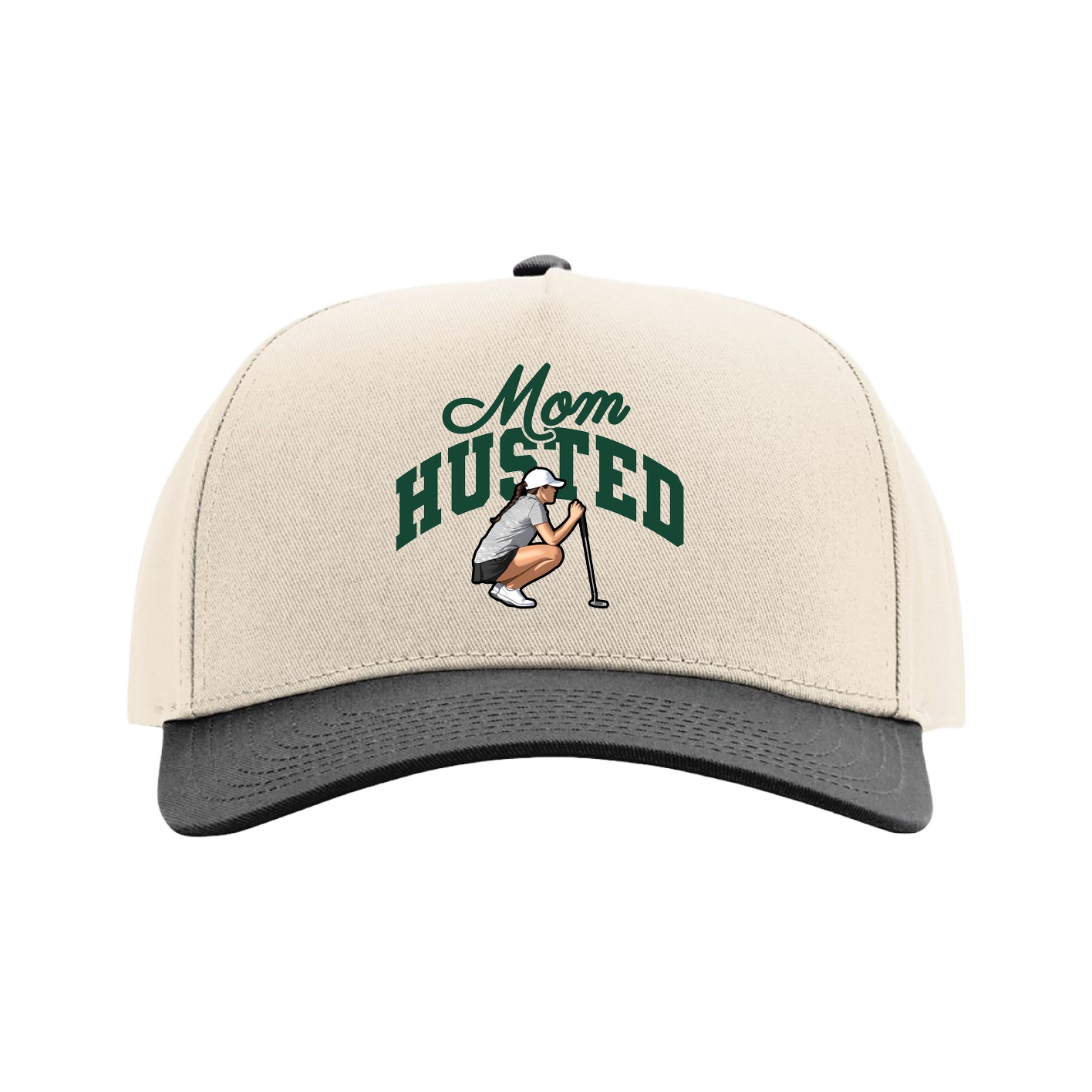 Full Fabric Five-Panel Champ Cap — Mothers Day Arch in Cream/Black