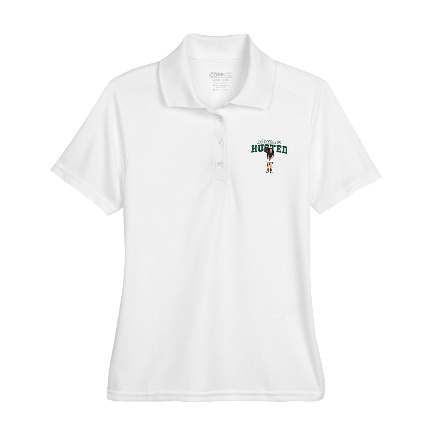 Womens Performance Polo — Mothers Day Block in White