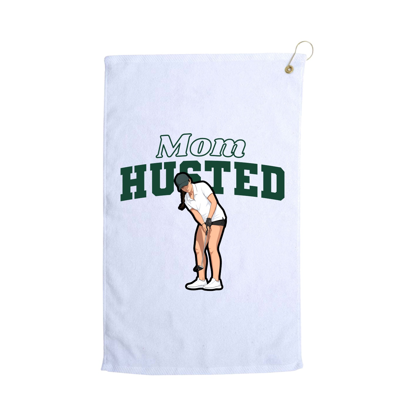 Golf Towel — Mothers Day Block in White