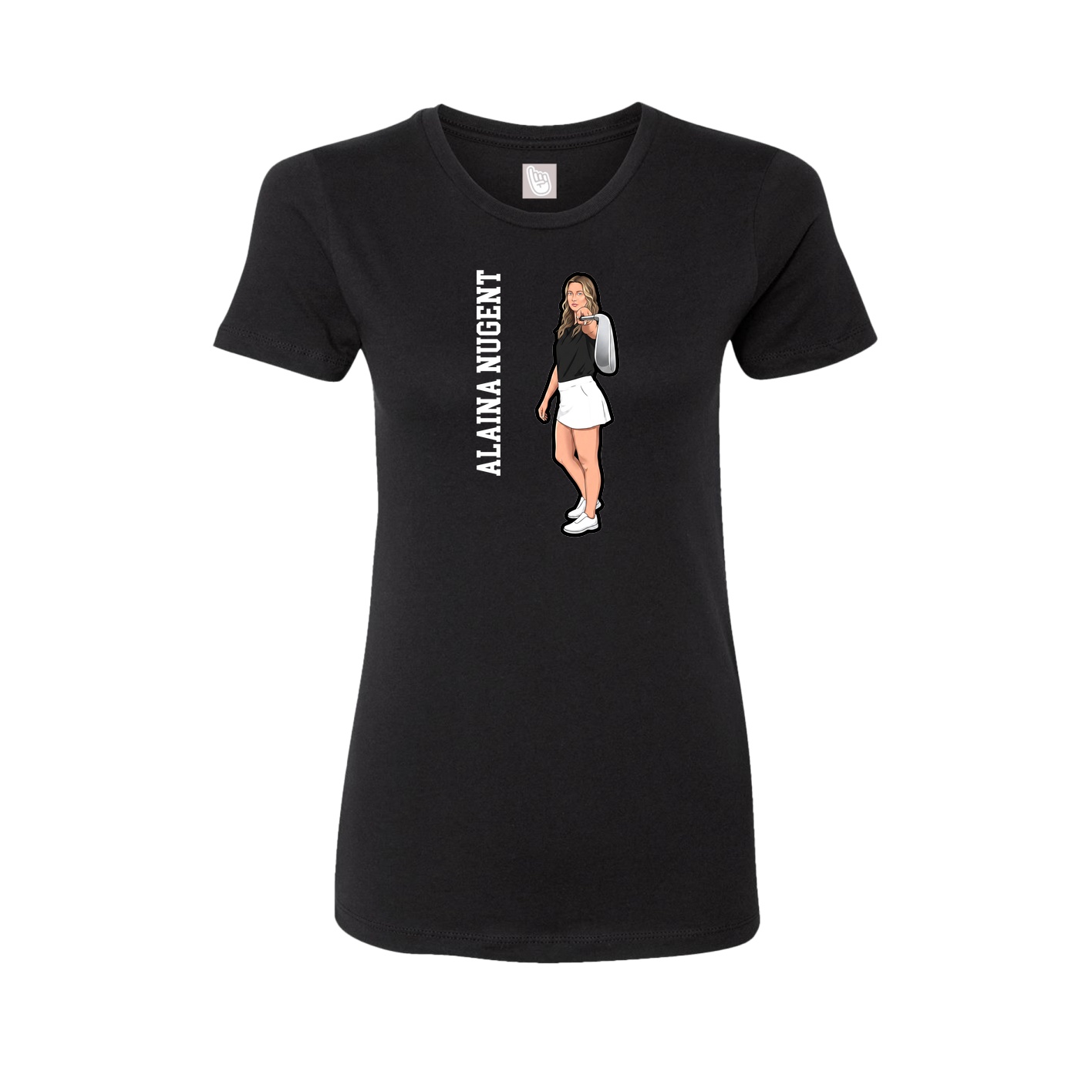 Womens Tee — Name Vertical in Black