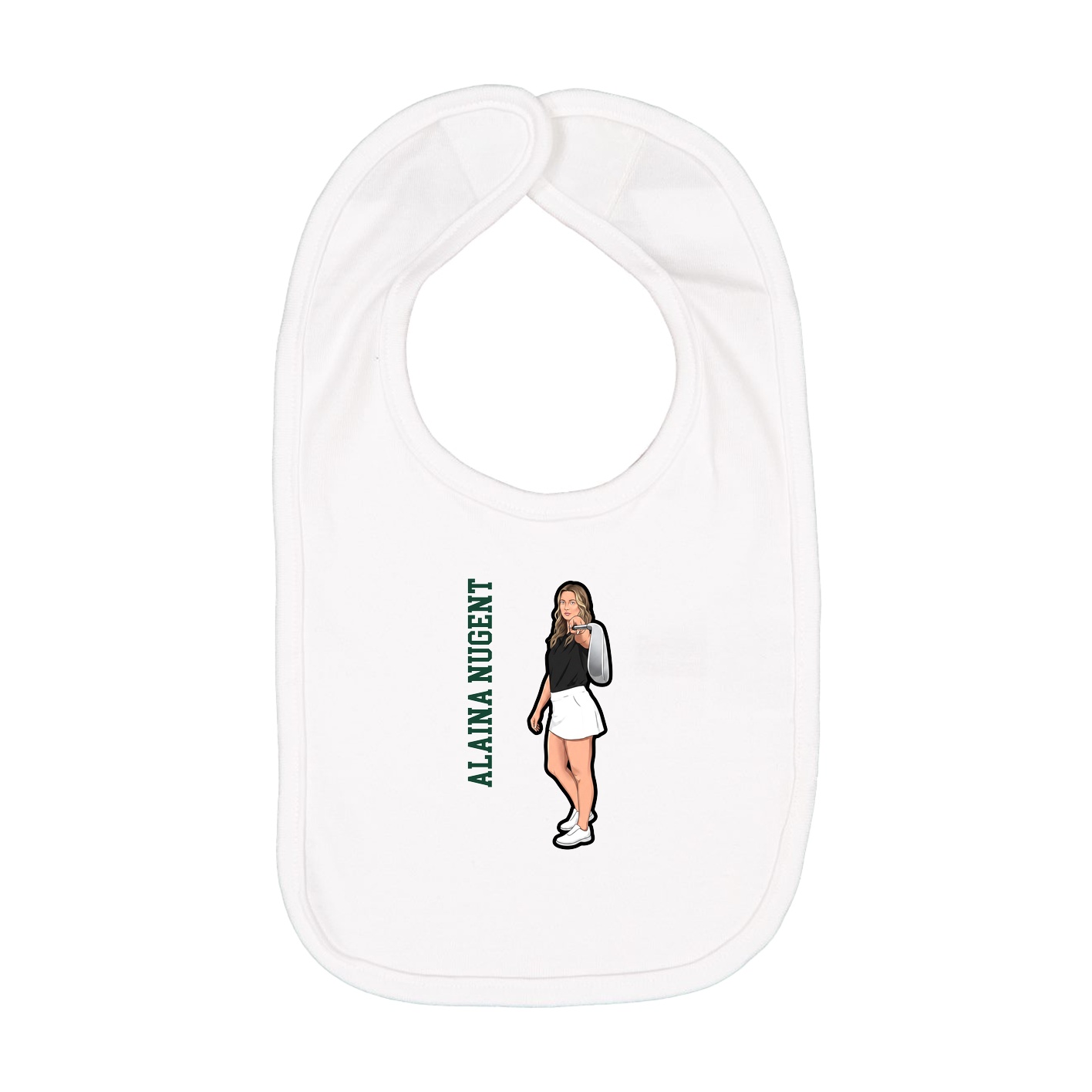 Infant Bib — Name Vertical in White